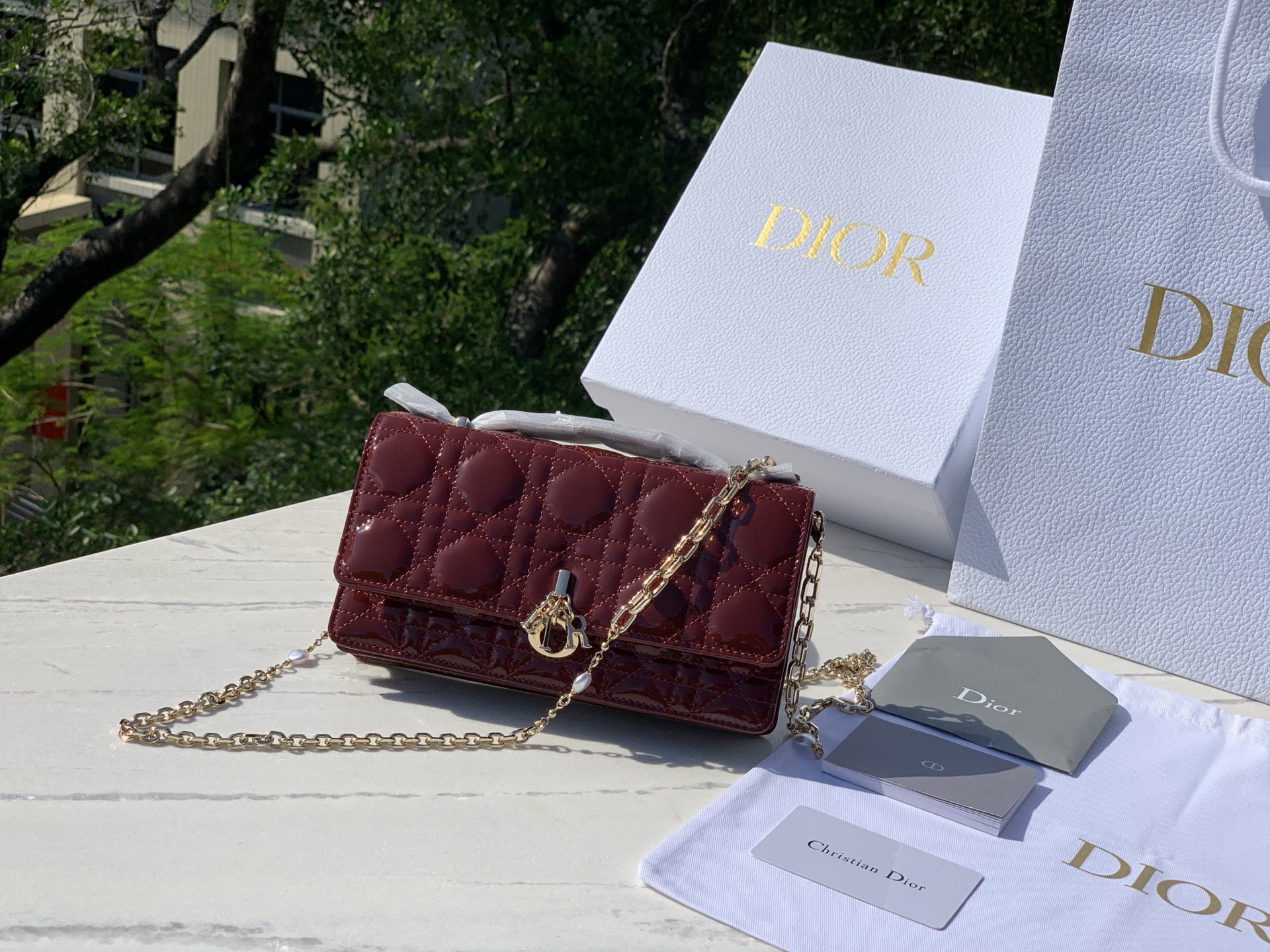Versión superior mejorada Tamaño: 21 x 11,5 x 4,5 cm Bolso Lady Dior Woc con asa y cadena de perlas, nuevo modelo de pr…