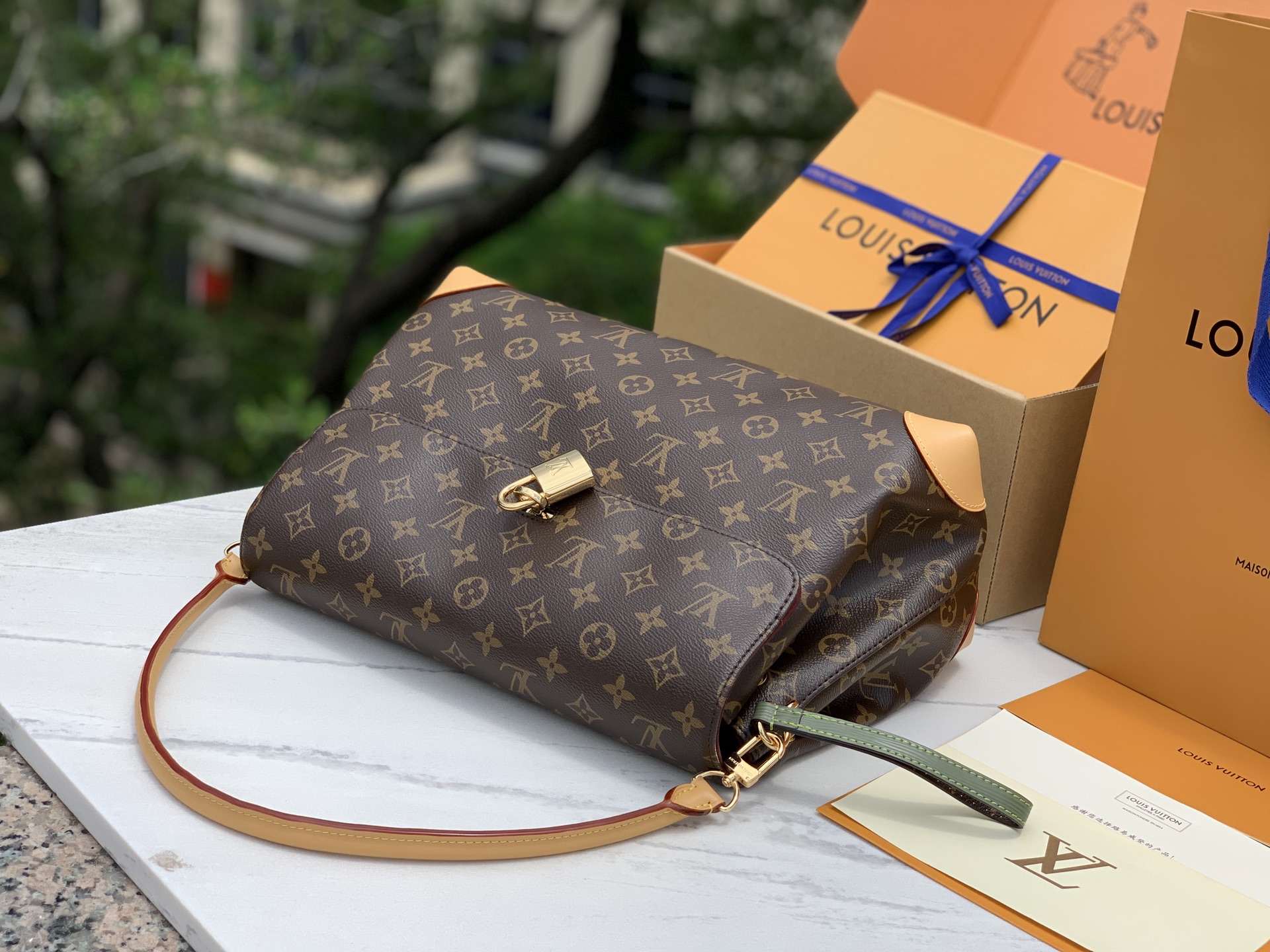 【原厂特惠】💰1060 m14473  尺寸:36×26×18cm
2025新款Lv锁头牛角包【HIDE AWAY中号芯片版】Monogram涂层帆布材质，经典耐用。还有那个金属挂锁和Toron手柄，满满的复古感，瞬间带你穿越回1930年代的时尚派对，超级有范儿。最绝的是它的隐藏式内隔层，设计太贴心啦，放个钱包、手机啥的贵重物品，安全感十足。有了它，时尚与实用统统拿捏，还等什么，赶紧入手吧！