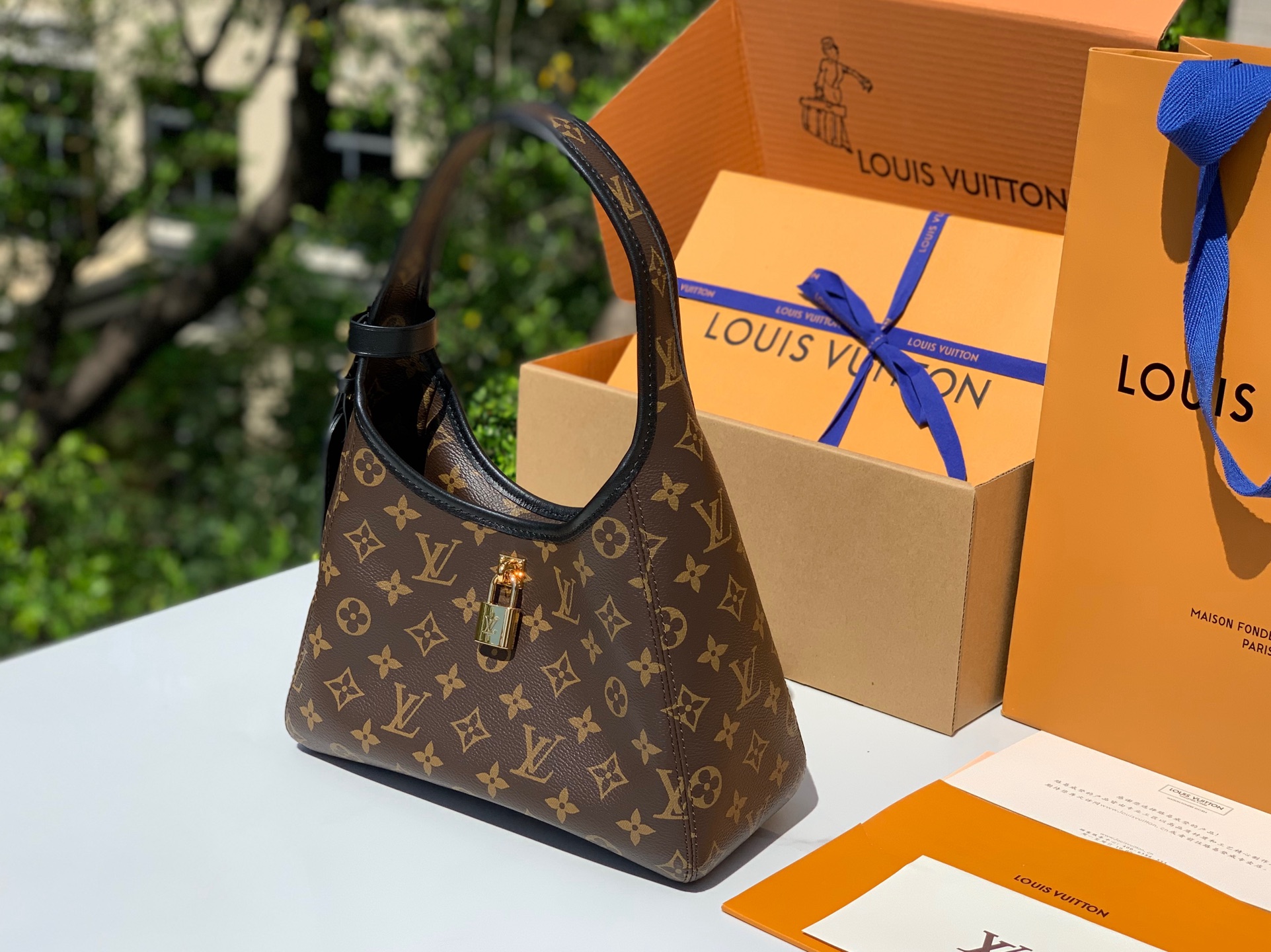 【原厂特惠】 💰880  m12940
尺寸：28/15/12cm
渠道出货，LV 2025年新款The Drop腋下包，确实魅力十足，它汲取了2018年问世的Flower Hobo手袋的灵感。复古爱好者的“一眼沦陷款” 采用经典Monogram帆布，搭配现代极简廓形，呈现出复古与时尚结合的独特风格。做旧的黄铜挂锁镶嵌在深邃的皮革滚边里，为包包增添了复古韵味和细节感。