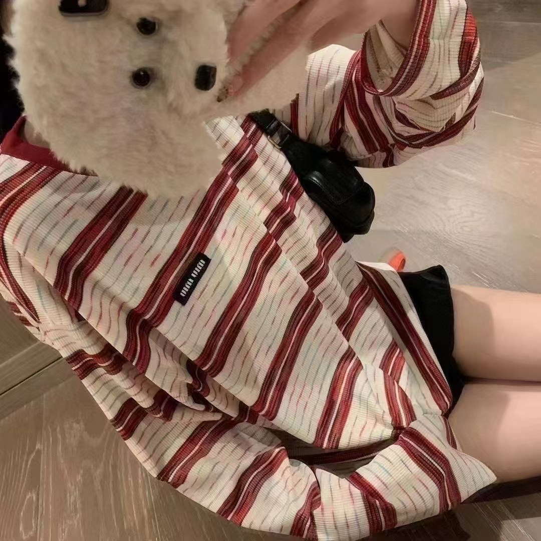 Miu Miu Striped Long Sleeve T-Shirt, Comfortable and Breathable 3 i1746284026478 8015 0 1