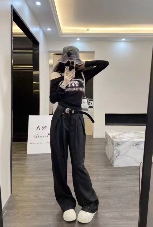 Chrome Hearts Printed Wide Leg Pants with Hardware Belt - Autumn/Winter Collection 1 Chrome Hearts Printed Wide Leg Pants with Hardware Belt - Autumn/Winter Collection