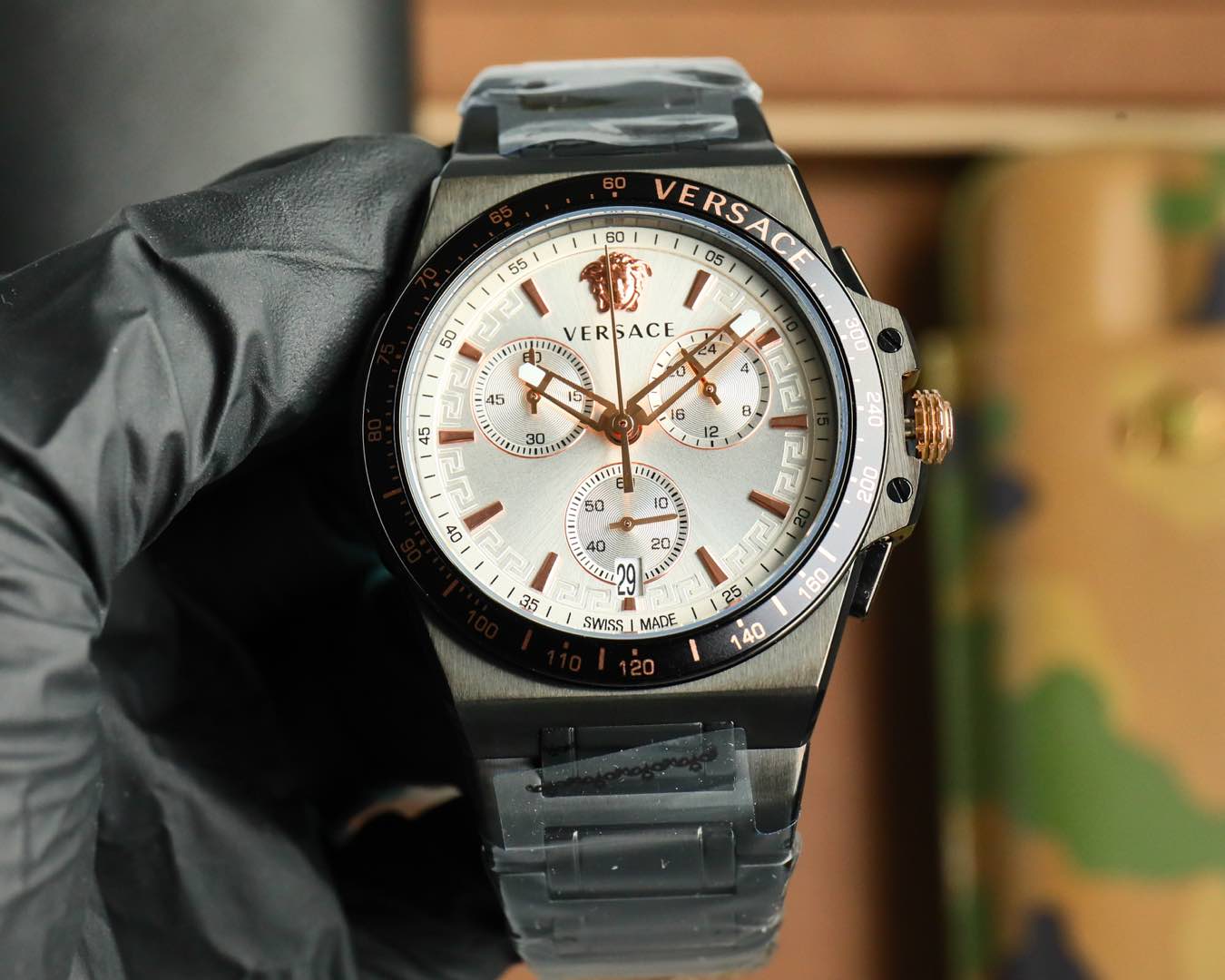 Luxurious VERSACE 2025 Watch: Swiss Timepiece with Greek Design and Medusa Sculptor.