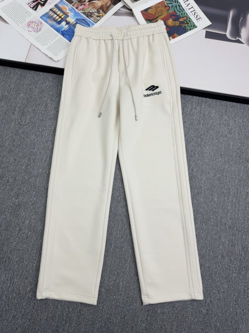 Balenciaga Men's Cream Logo Print Drawstring Track Pants Casual Trousers 1 Balenciaga Men's Cream Logo Print Drawstring Track Pants Casual Trousers