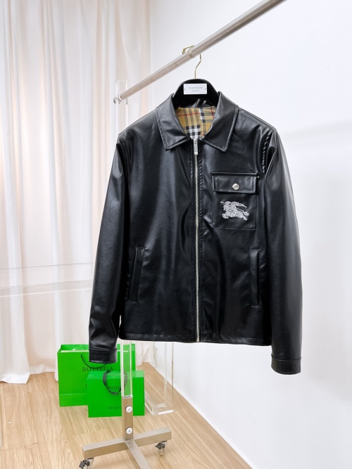 Burberry 2025 Fall/Winter Black Leather Jacket with Classic Check Lining 1 Burberry 2025 Fall/Winter Black Leather Jacket with Classic Check Lining