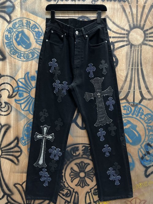Chrome Hearts Limited Edition Black Denim Jeans with Cross Patches 1 Chrome Hearts Limited Edition Black Denim Jeans with Cross Patches
