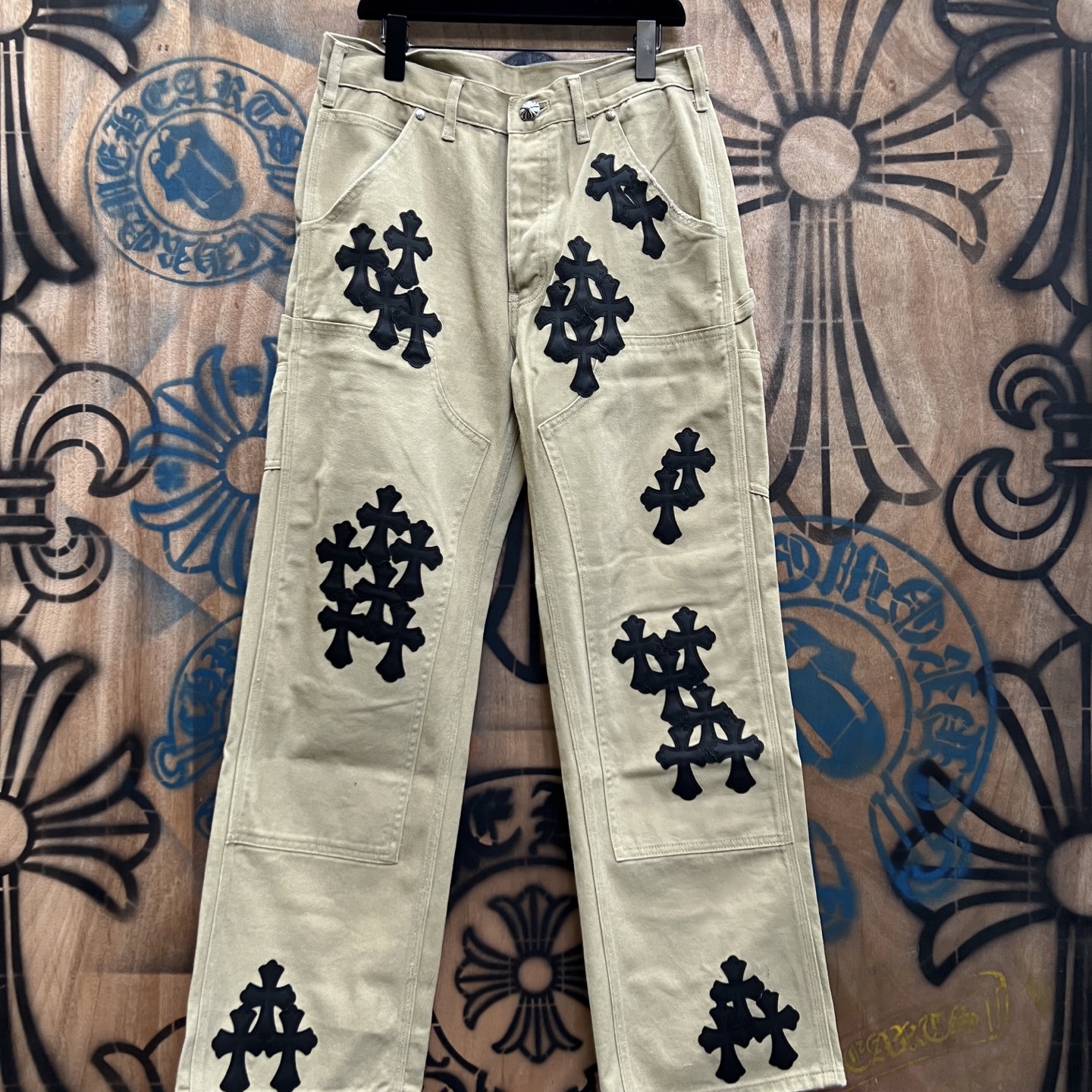 Chrome Hearts Vintage Levi's Remake Jeans met 925 Zilveren Kruisdetails