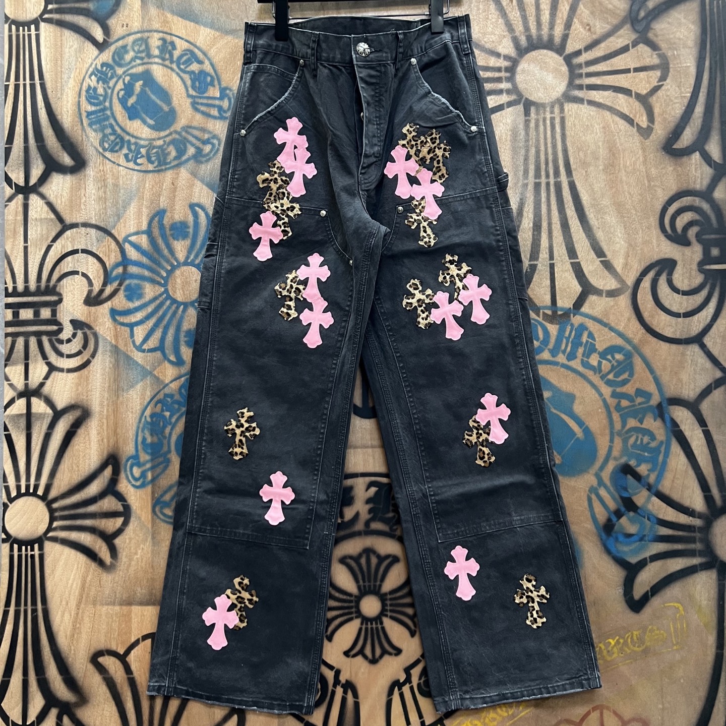 Chrome Hearts Vintage Levi's Remake Jeans with Cross and Leopard Patches