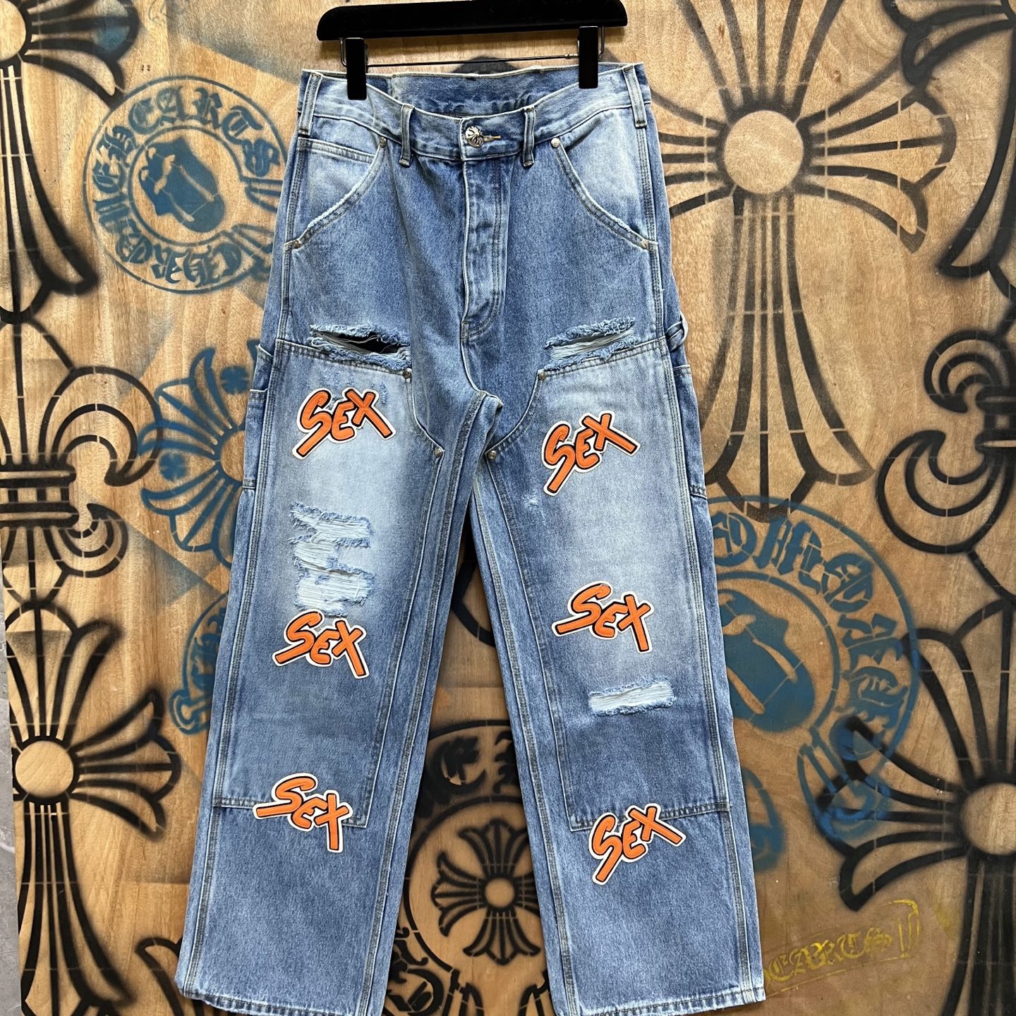 Chrome Hearts SEX Limited Edition Denim Broek Remake Vintage Levi's