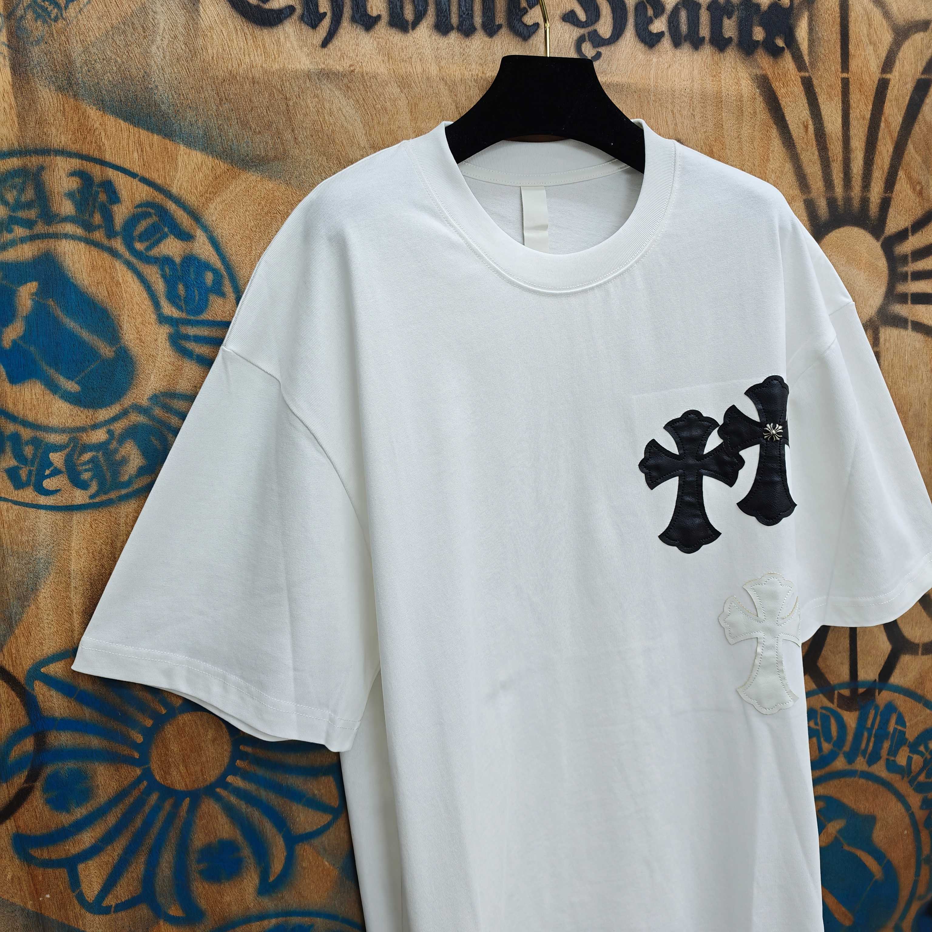 Chrome Hearts Chrome Hearts CH 克罗心重工白色镀银立体印花黑色立体印花短袖