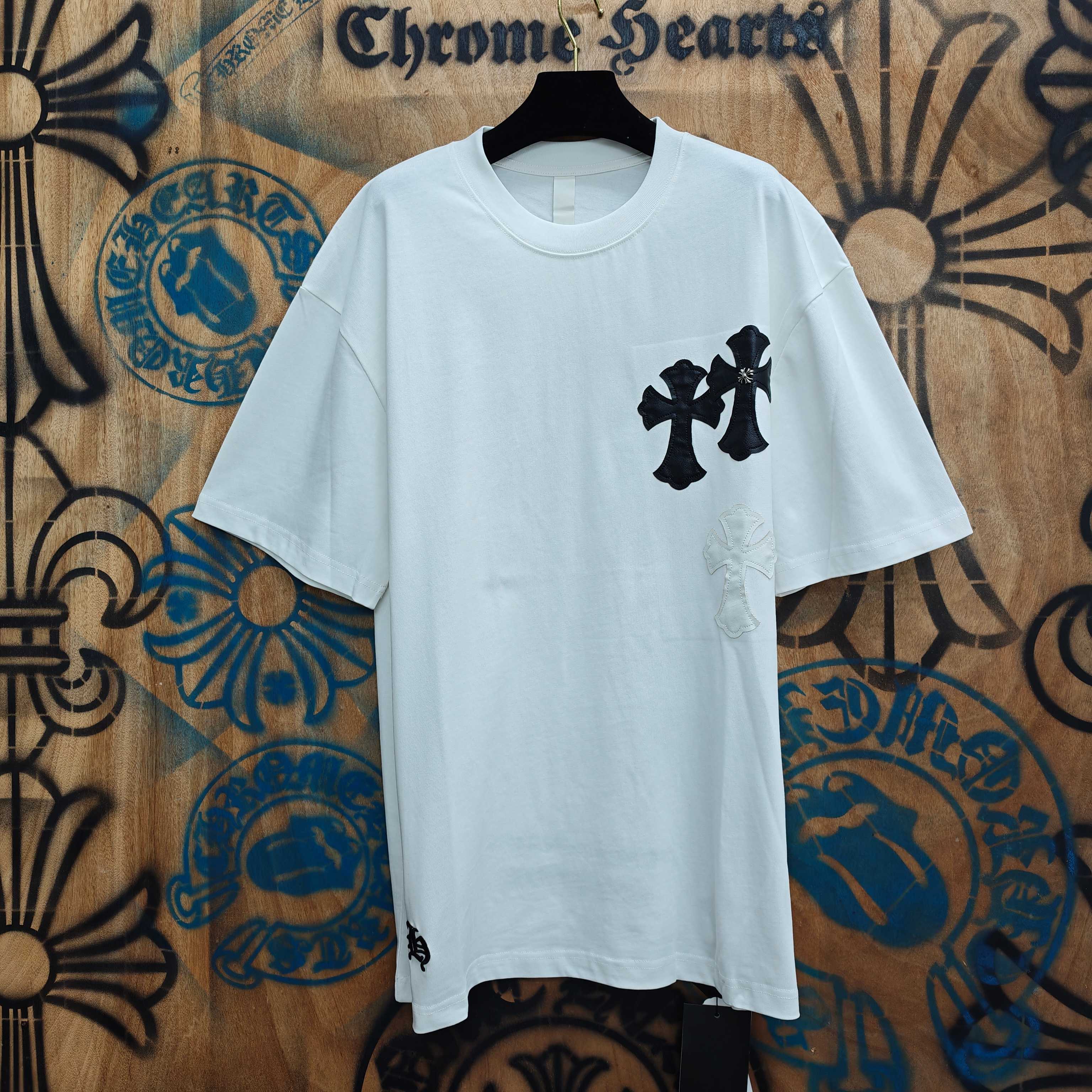 Chrome Hearts Chrome Hearts CH 克罗心重工白色镀银立体印花黑色立体印花短袖