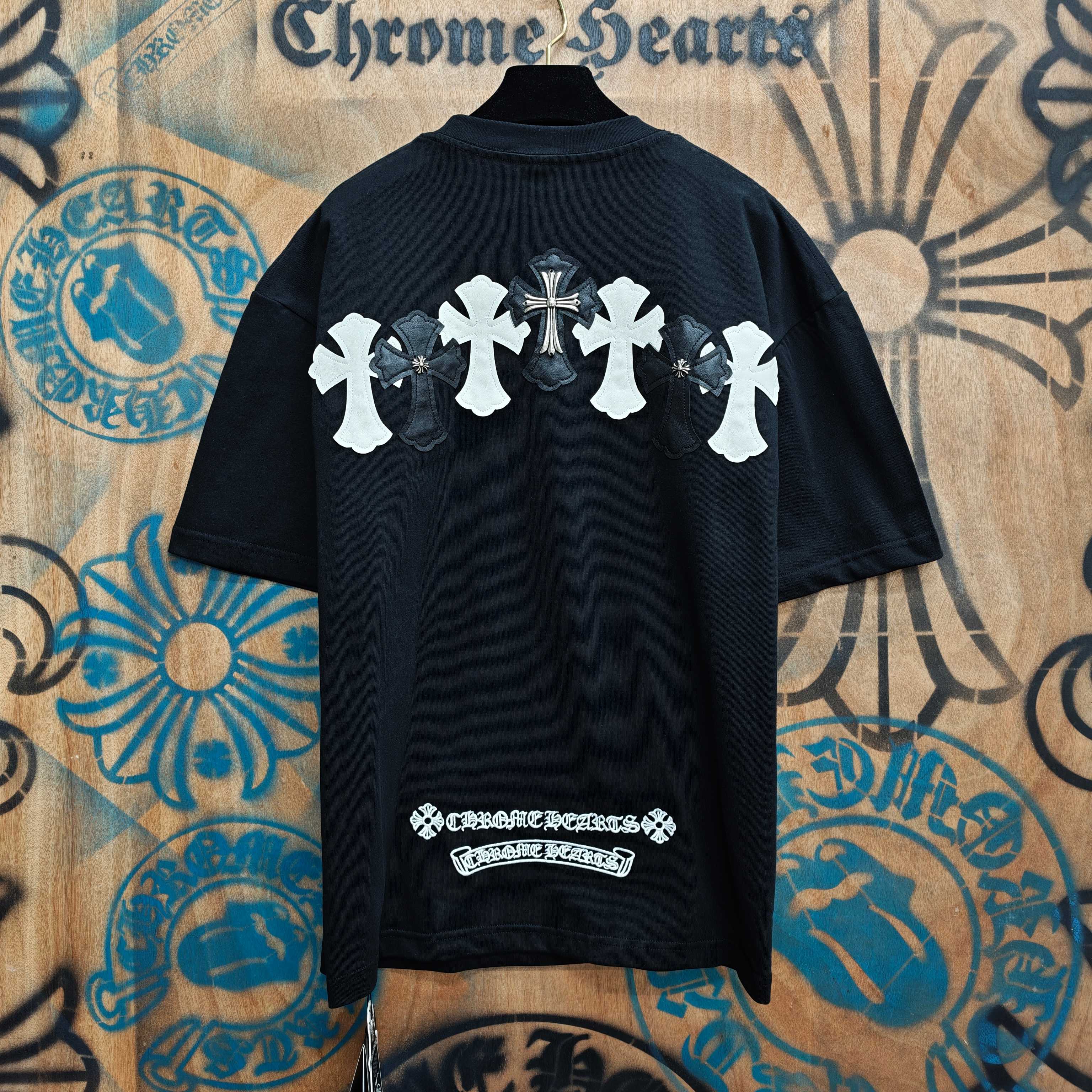 Chrome Hearts Chrome Hearts CH 克罗心重工白色镀银立体印花黑色立体印花短袖