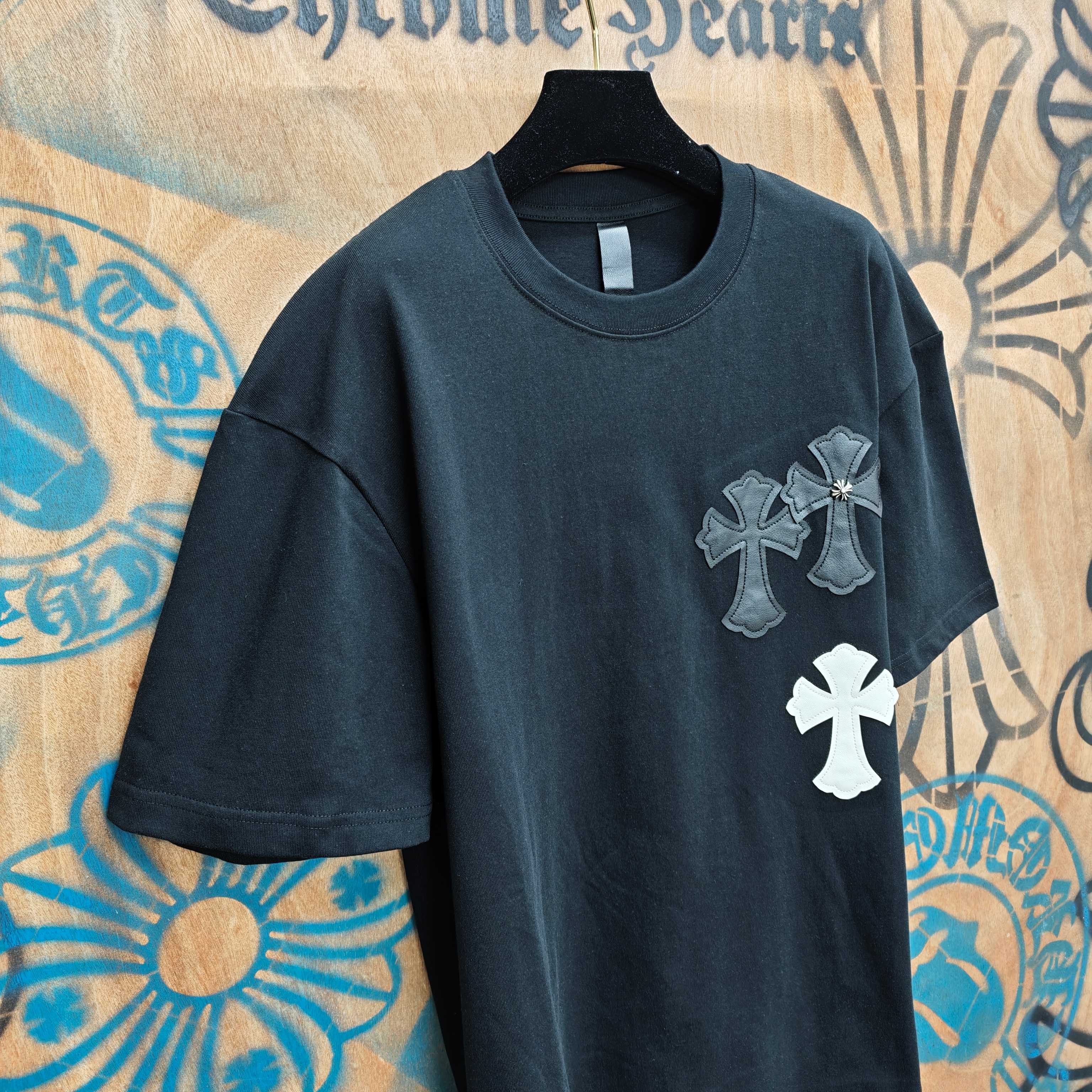 Chrome Hearts Chrome Hearts CH 克罗心重工白色镀银立体印花黑色立体印花短袖