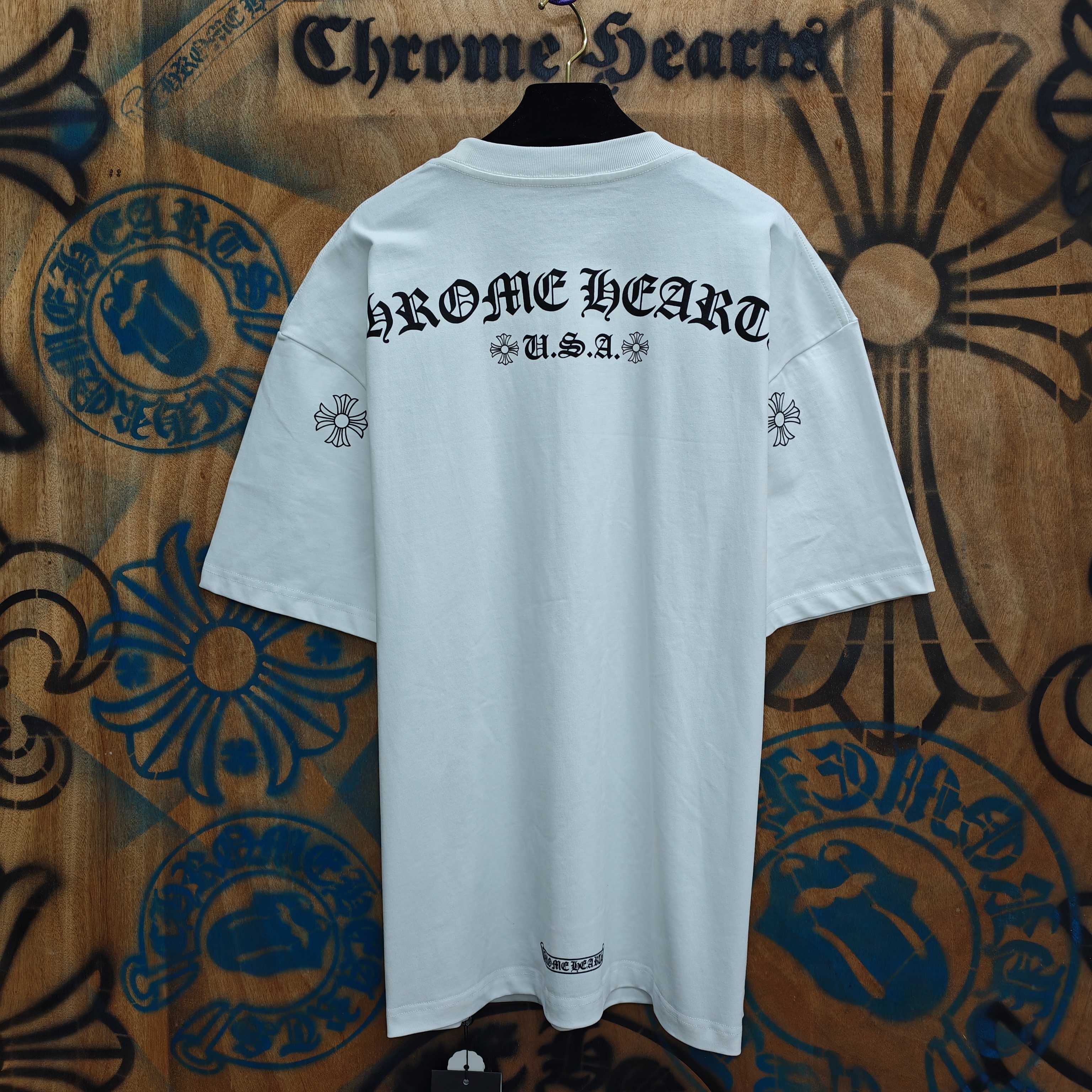 Chrome Hearts Chrome Hearts CH 克罗心重工白色镀银立体印花黑色立体印花短袖