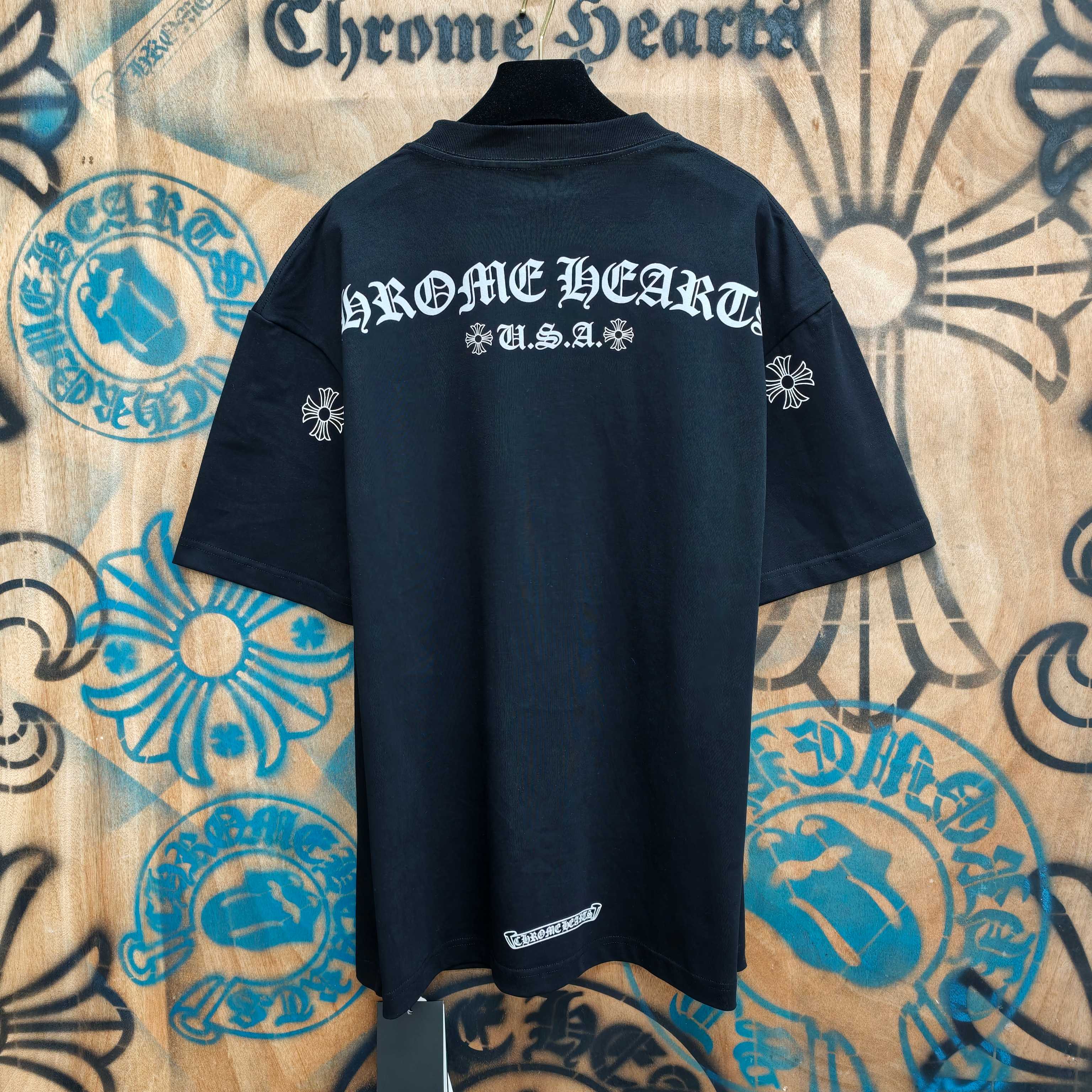 Chrome Hearts Chrome Hearts CH 克罗心重工白色镀银立体印花黑色立体印花短袖