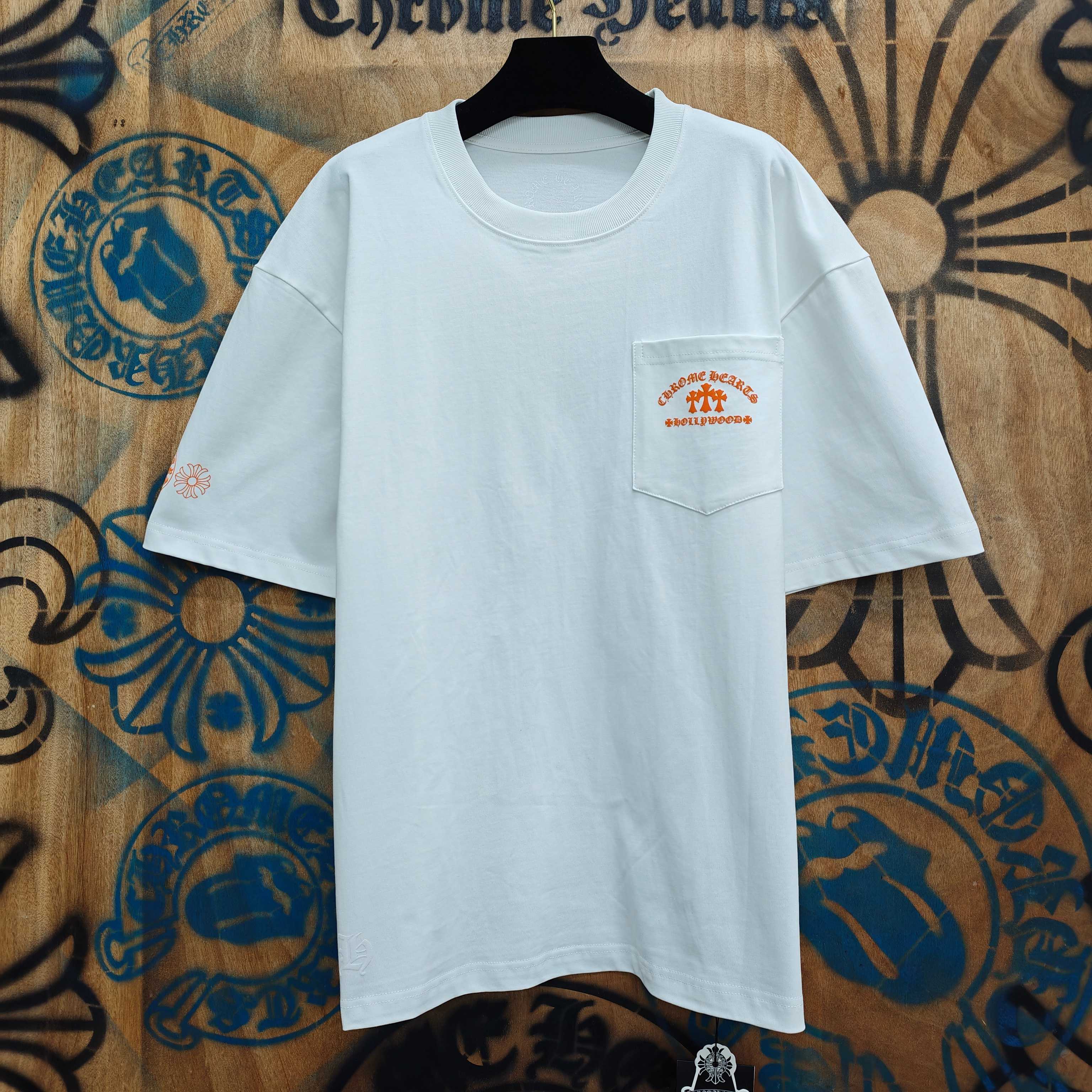 Chrome Hearts Chrome Hearts CH 克罗心重工白色镀银立体印花黑色立体印花短袖