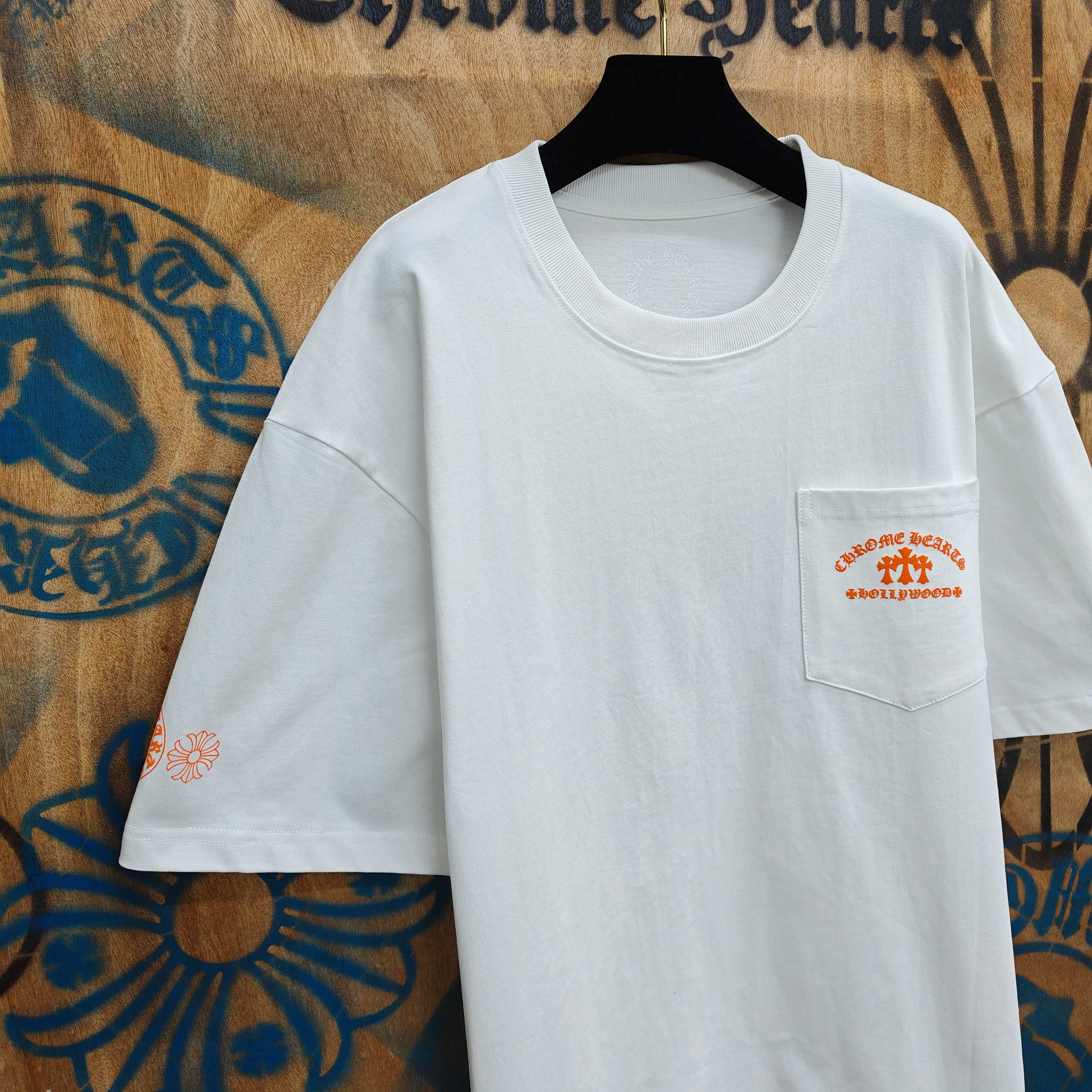 Chrome Hearts Chrome Hearts CH 克罗心重工白色镀银立体印花黑色立体印花短袖