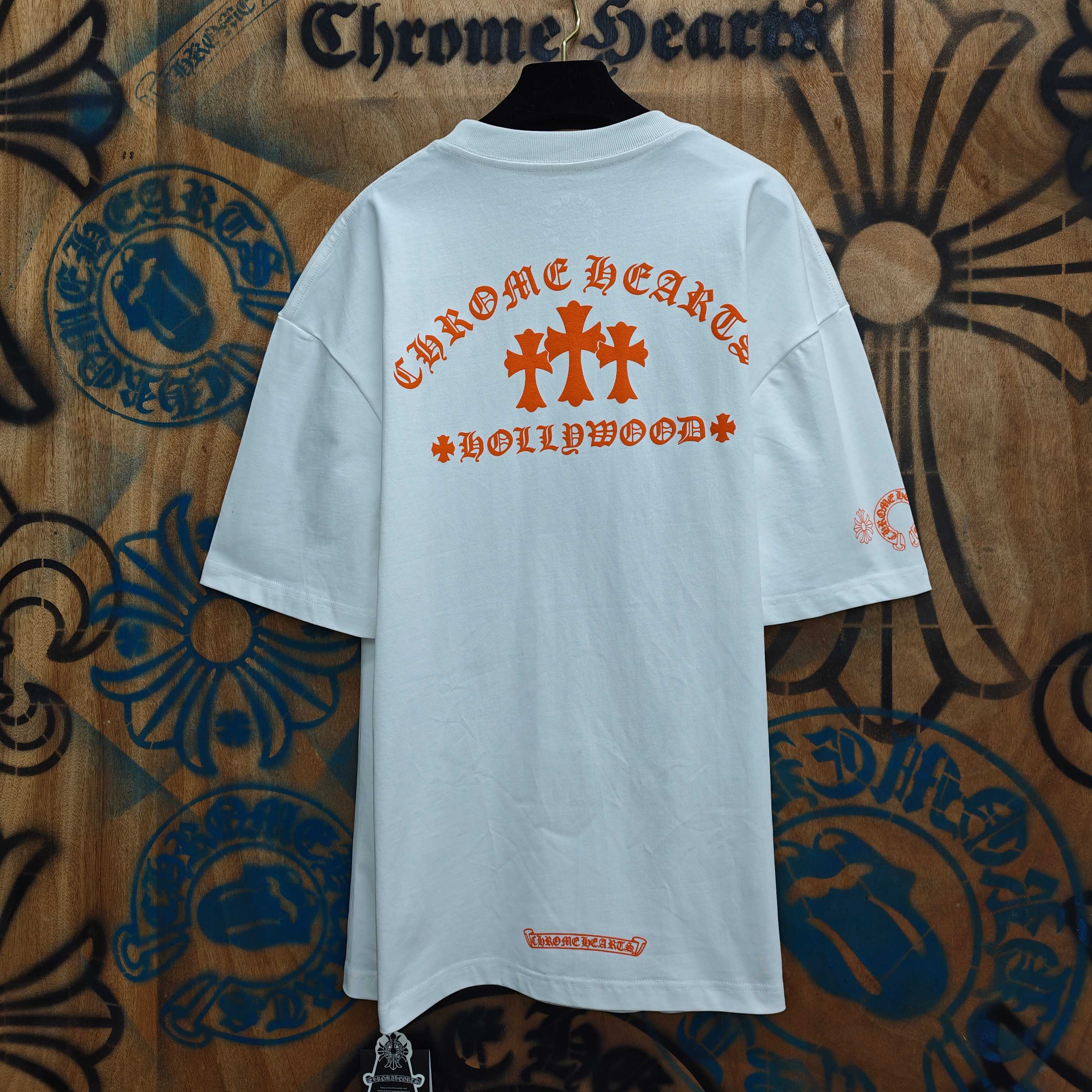 Chrome Hearts Chrome Hearts CH 克罗心重工白色镀银立体印花黑色立体印花短袖