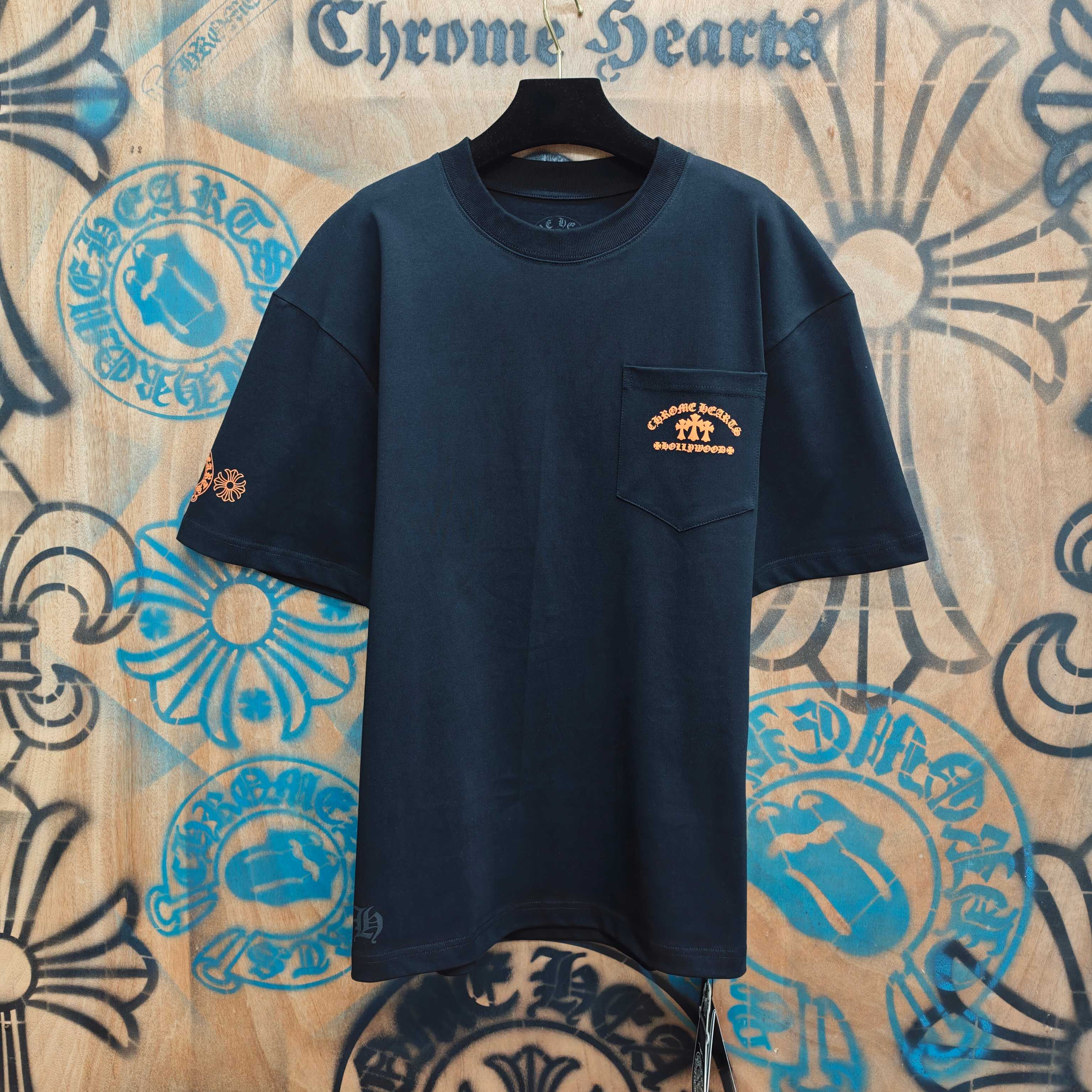 Chrome Hearts Chrome Hearts CH 克罗心重工白色镀银立体印花黑色立体印花短袖