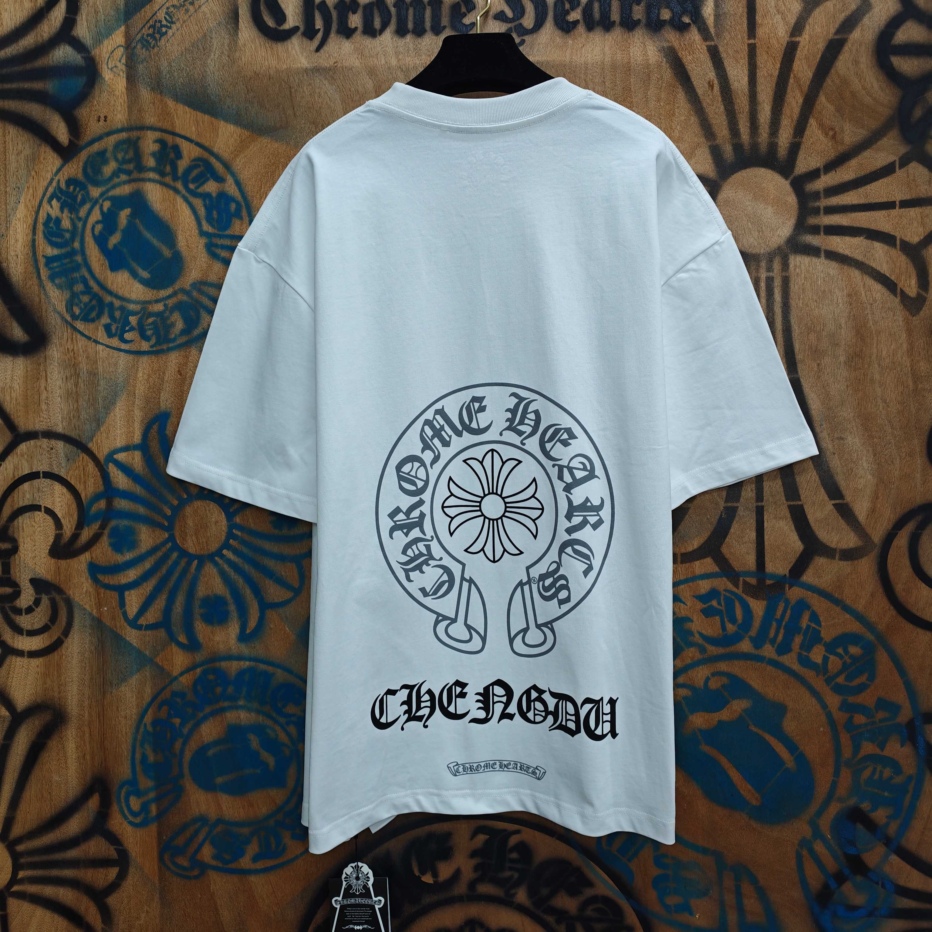 Chrome Hearts Chrome Hearts CH 克罗心重工白色镀银立体印花黑色立体印花短袖