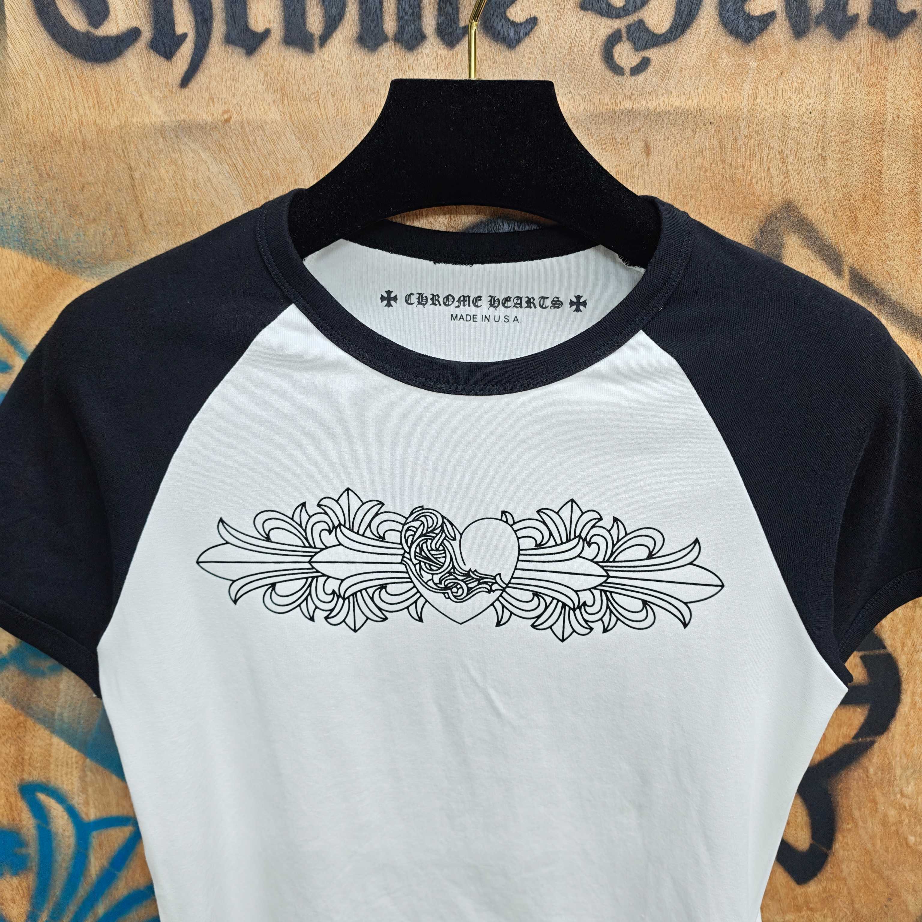 Chrome Hearts Chrome Hearts CH 克罗心重工白色镀银立体印花黑色立体印花短袖