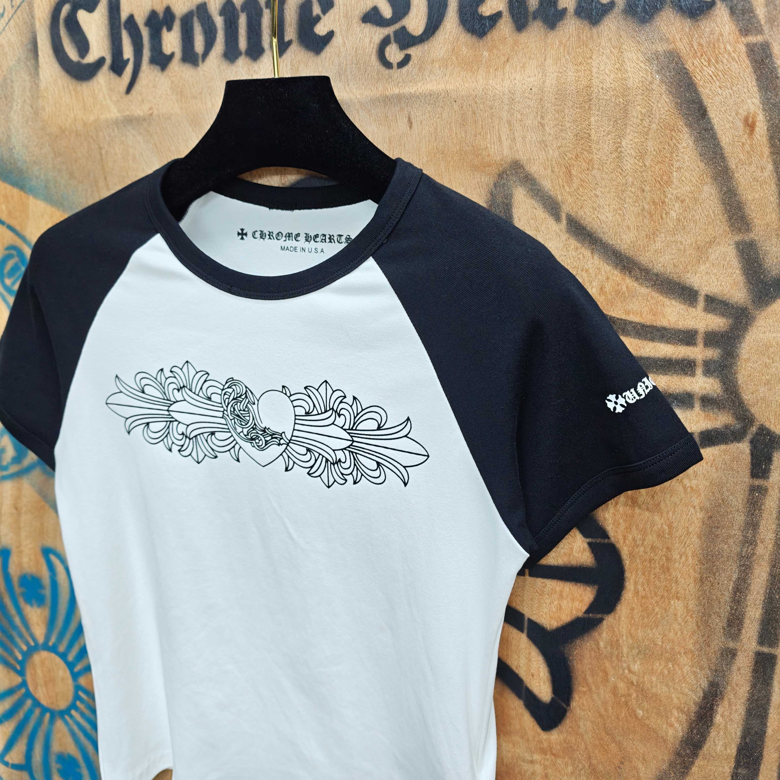 Chrome Hearts Chrome Hearts CH 克罗心重工白色镀银立体印花黑色立体印花短袖