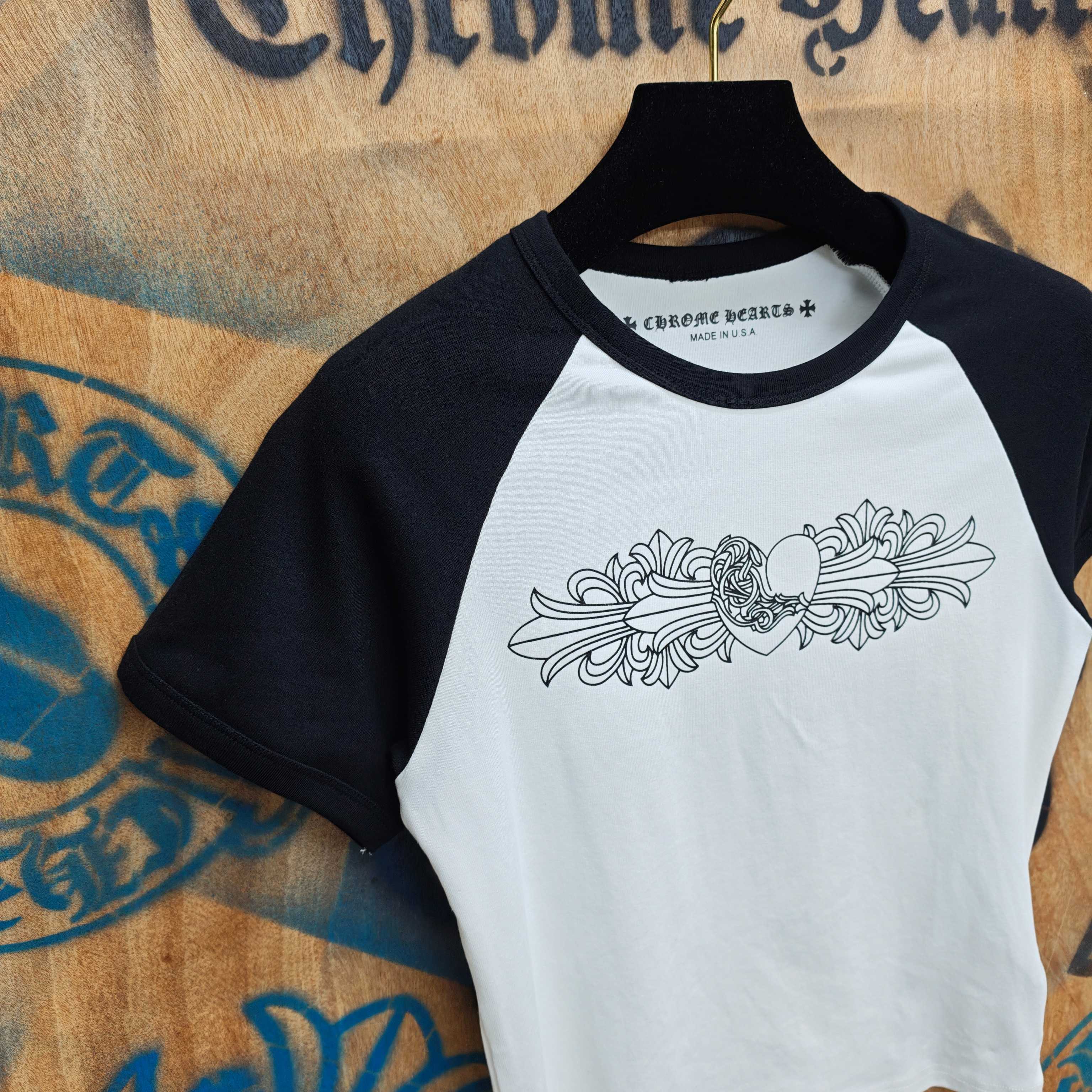 Chrome Hearts Chrome Hearts CH 克罗心重工白色镀银立体印花黑色立体印花短袖