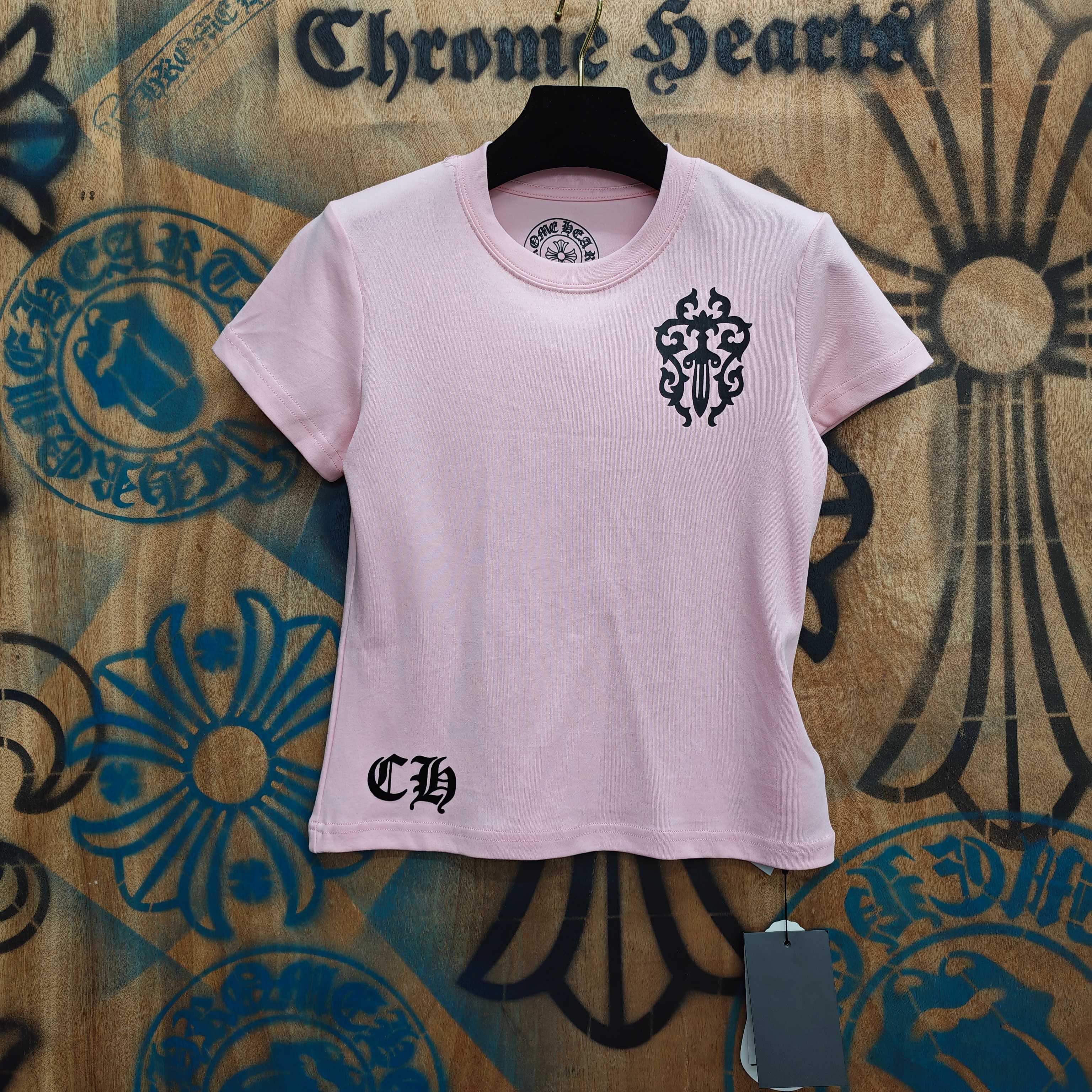 Chrome Hearts Chrome Hearts CH 克罗心重工白色镀银立体印花黑色立体印花短袖