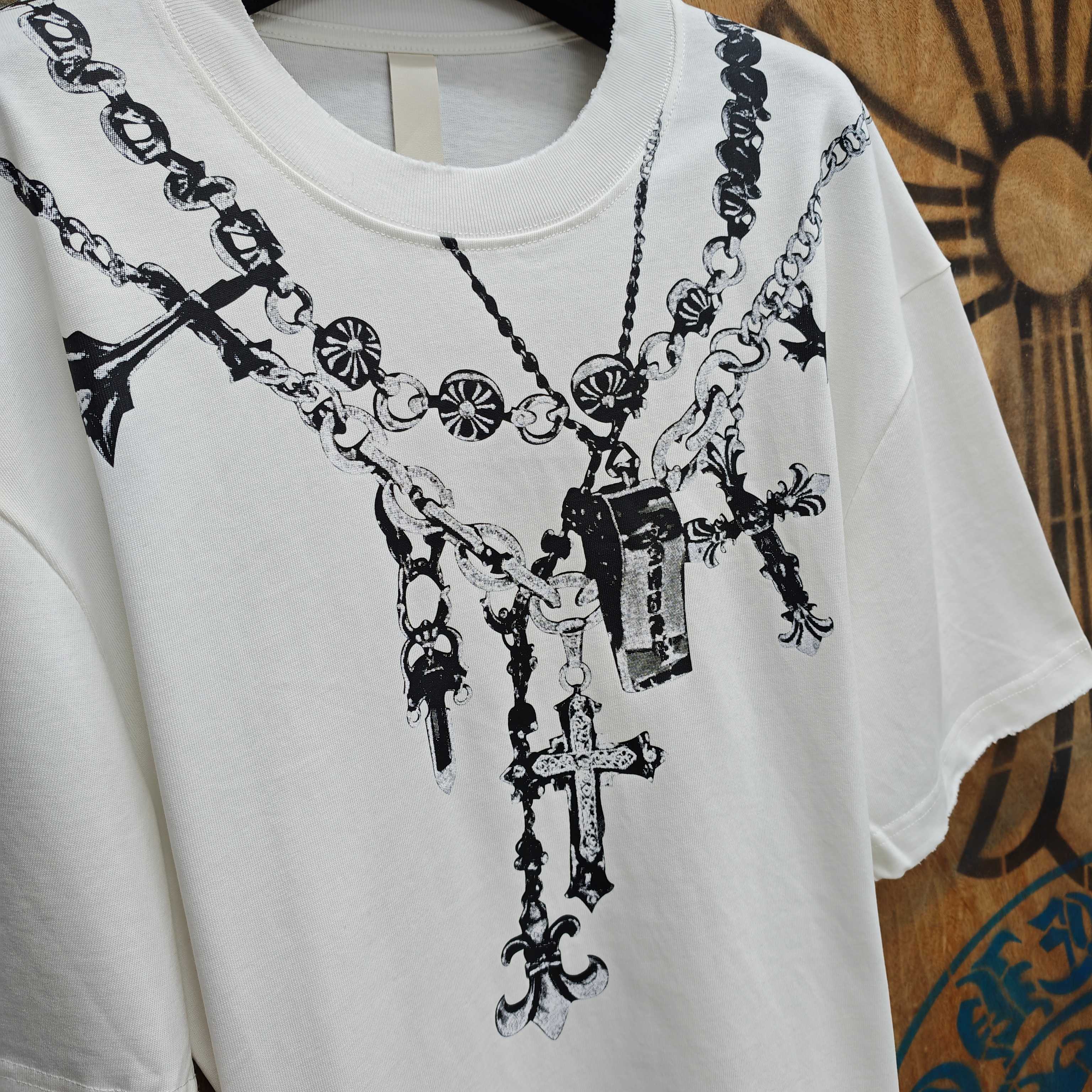 Chrome Hearts Chrome Hearts CH 克罗心重工白色镀银立体印花黑色立体绣花短袖