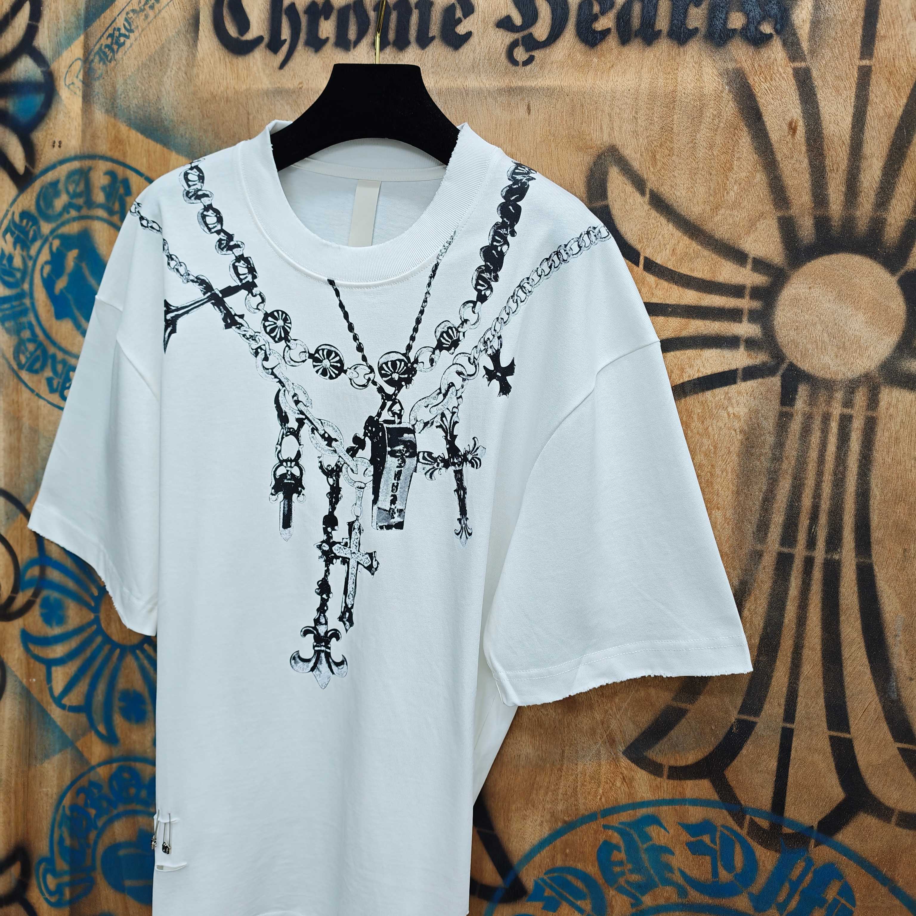 Chrome Hearts Chrome Hearts CH 克罗心重工白色镀银立体印花黑色立体绣花短袖