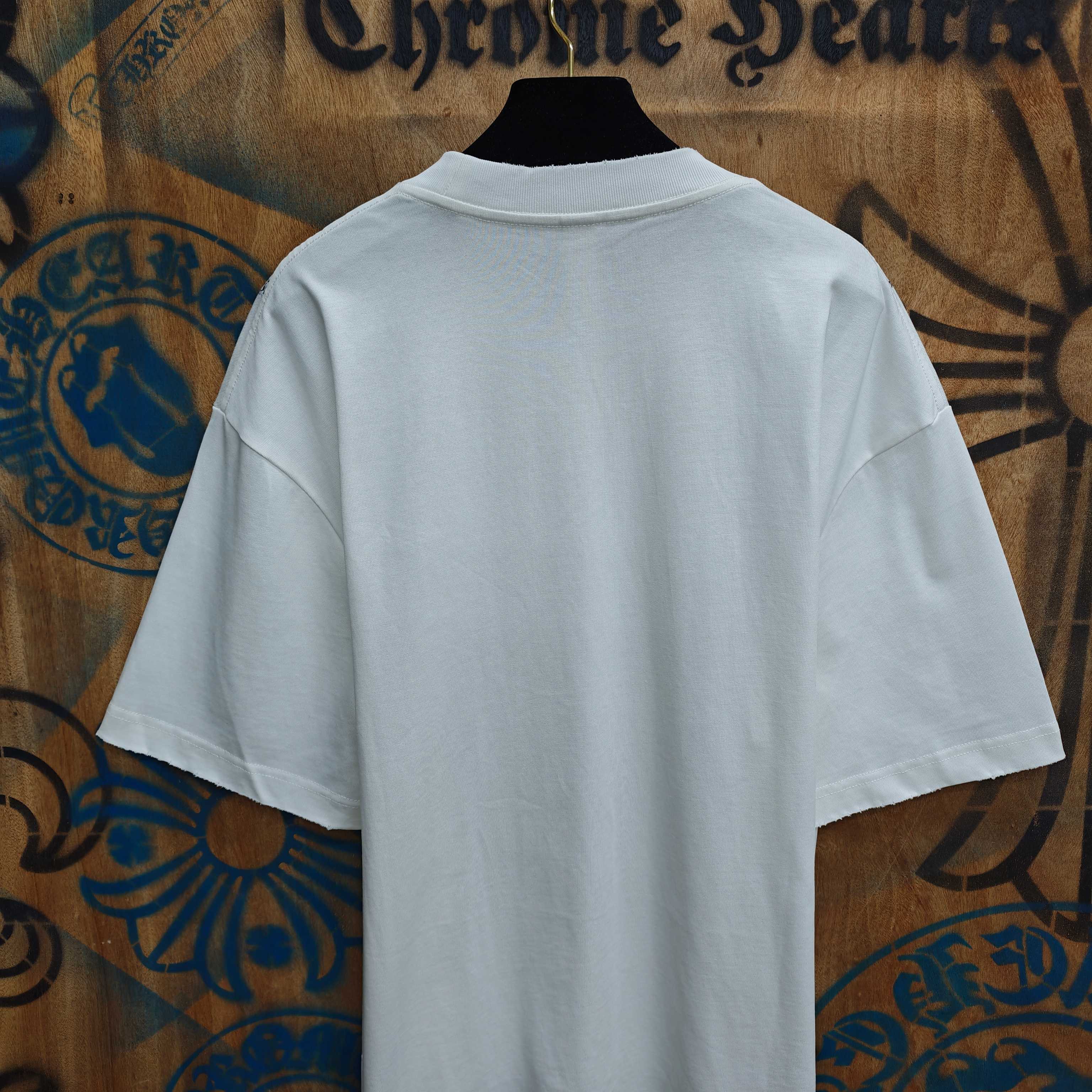 Chrome Hearts Chrome Hearts CH 克罗心重工白色镀银立体印花黑色立体绣花短袖