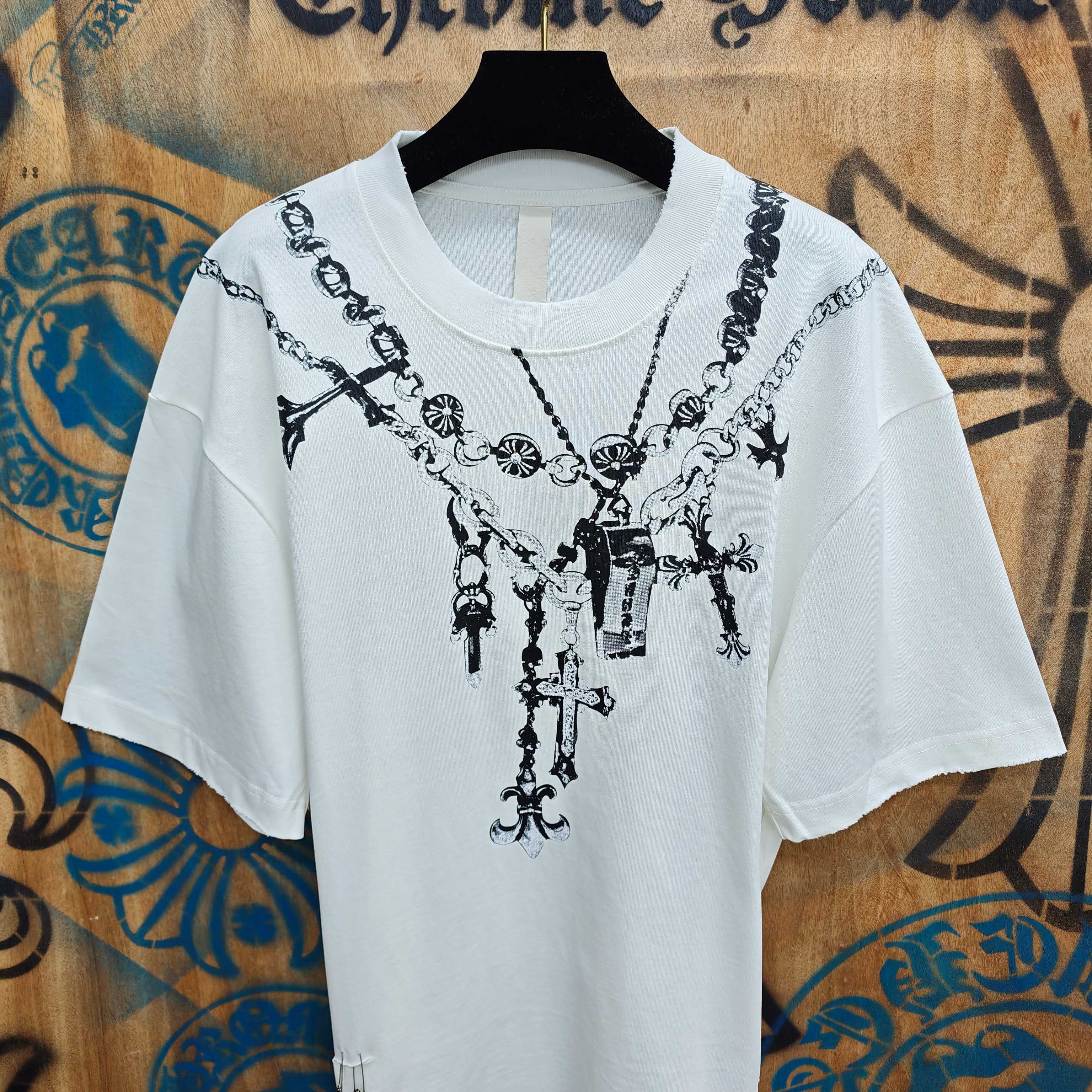 Chrome Hearts Chrome Hearts CH 克罗心重工白色镀银立体印花黑色立体绣花短袖