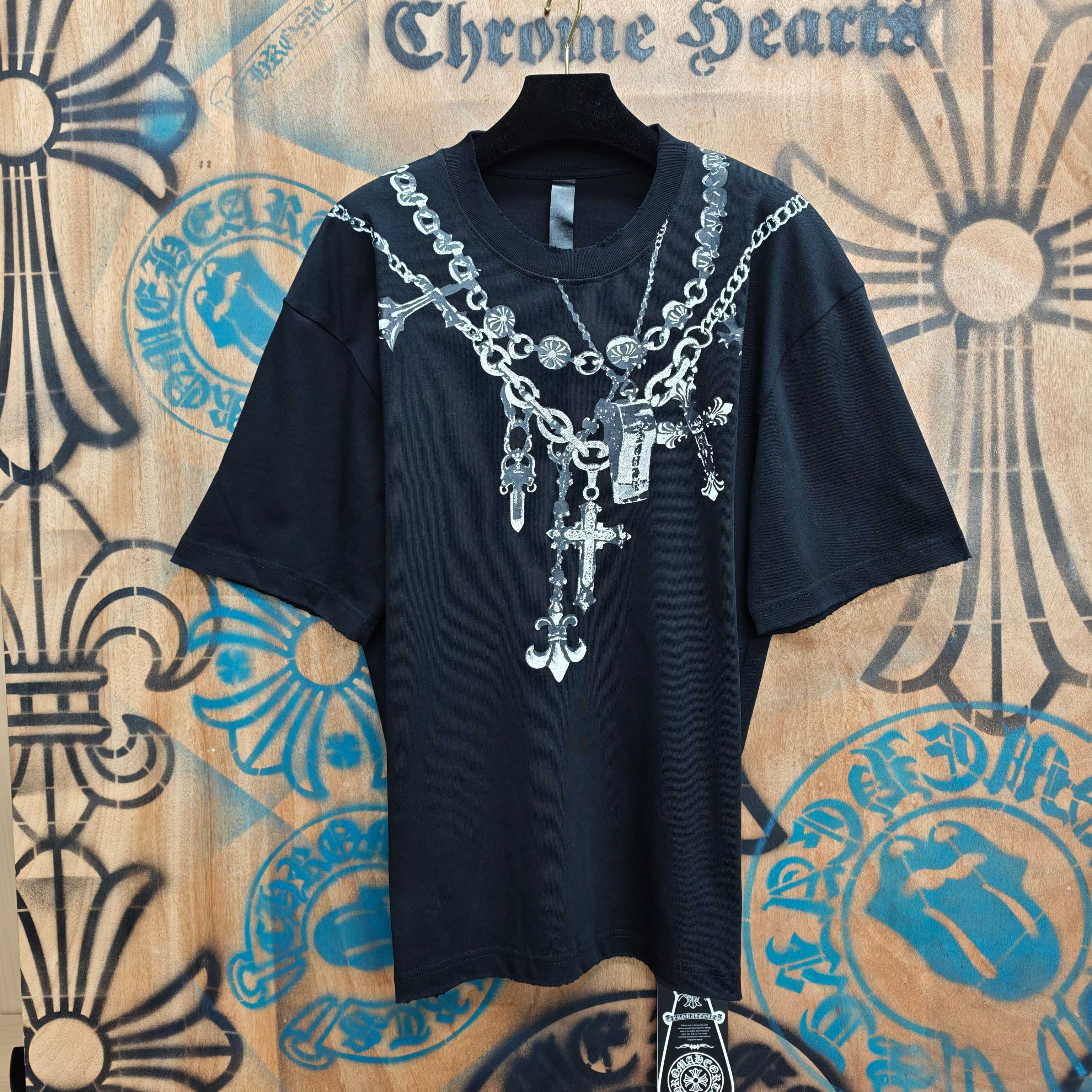 Chrome Hearts Chrome Hearts CH 克罗心重工白色镀银立体印花黑色立体绣花短袖