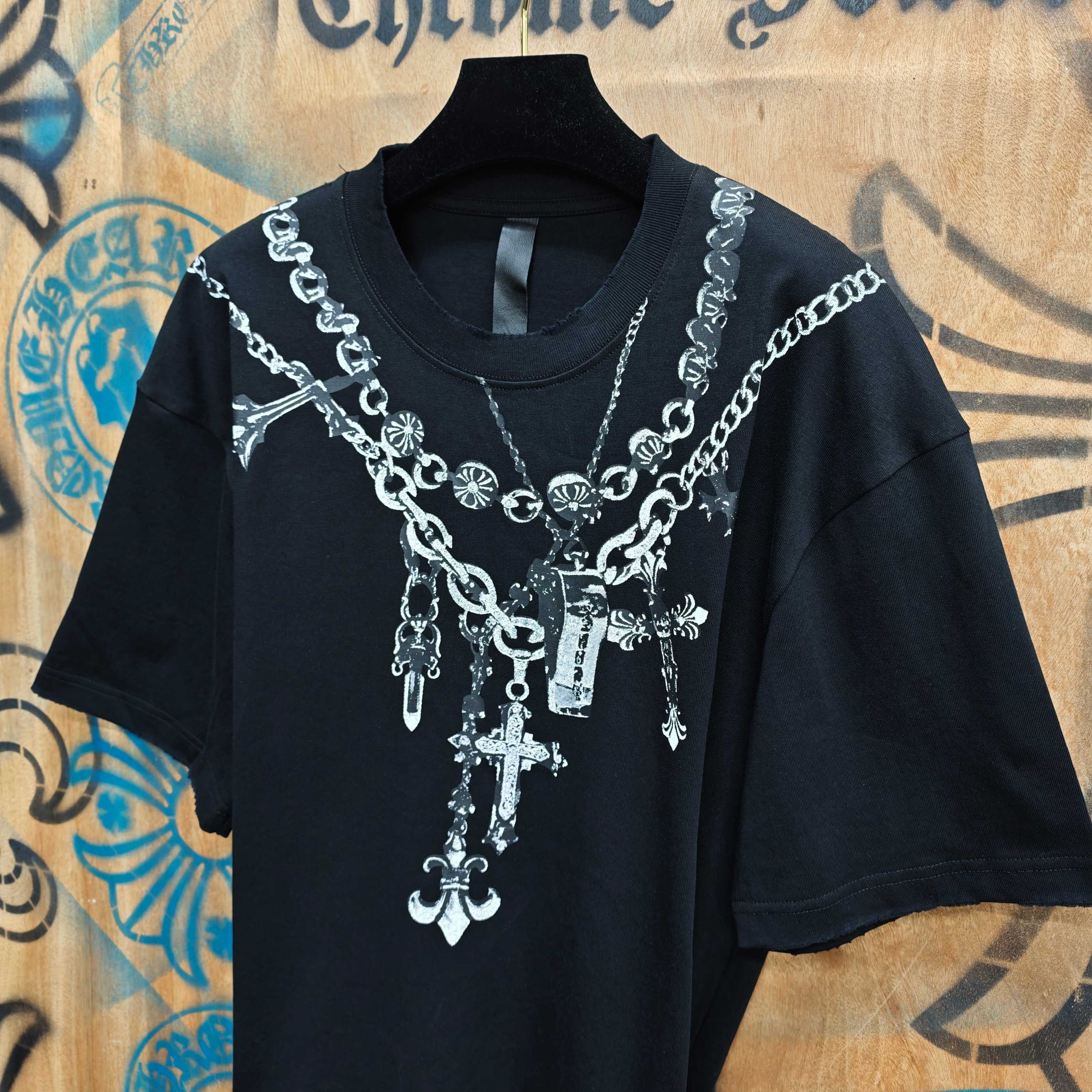 Chrome Hearts Chrome Hearts CH 克罗心重工白色镀银立体印花黑色立体绣花短袖