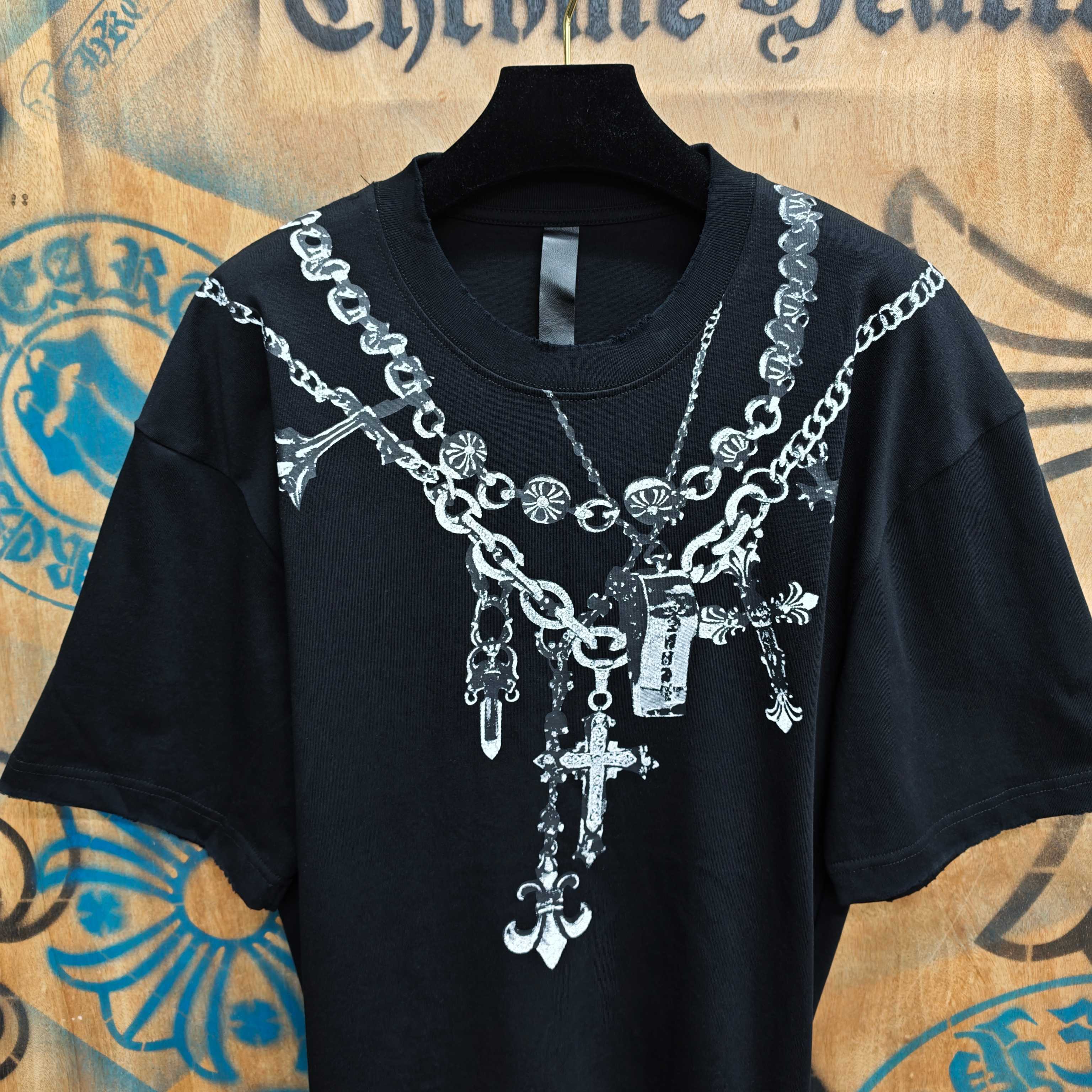 Chrome Hearts Chrome Hearts CH 克罗心重工白色镀银立体印花黑色立体绣花短袖