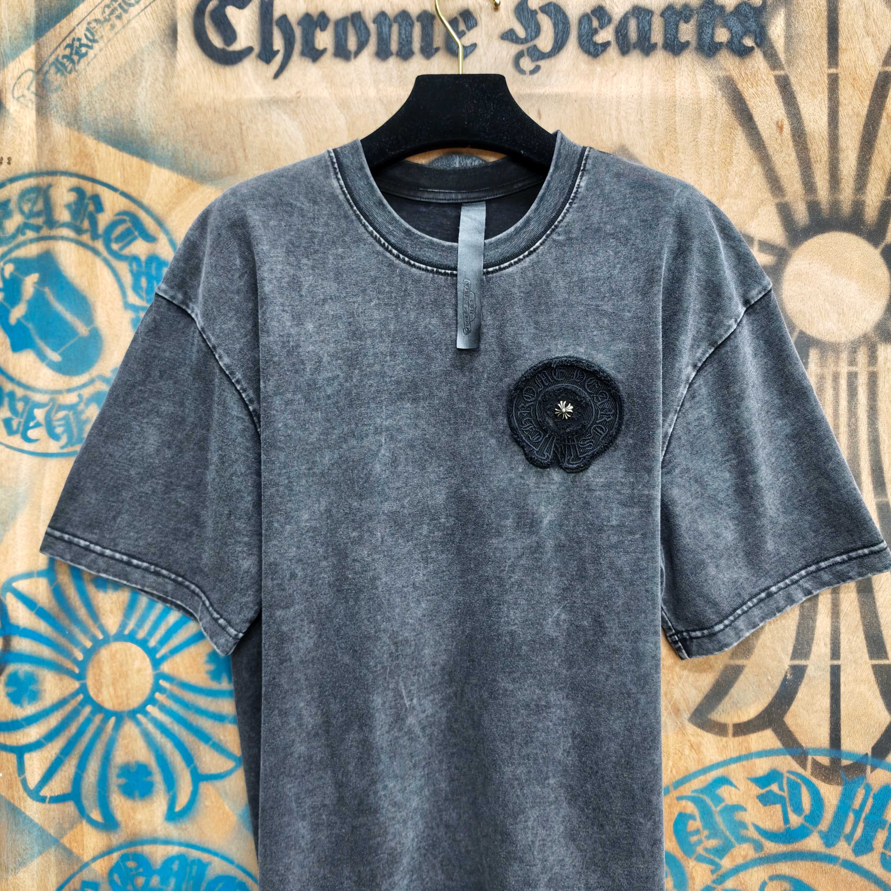 Chrome Hearts Chrome Hearts CH 克罗心重工白色镀银立体印花黑色立体绣花短袖 重工洗水
