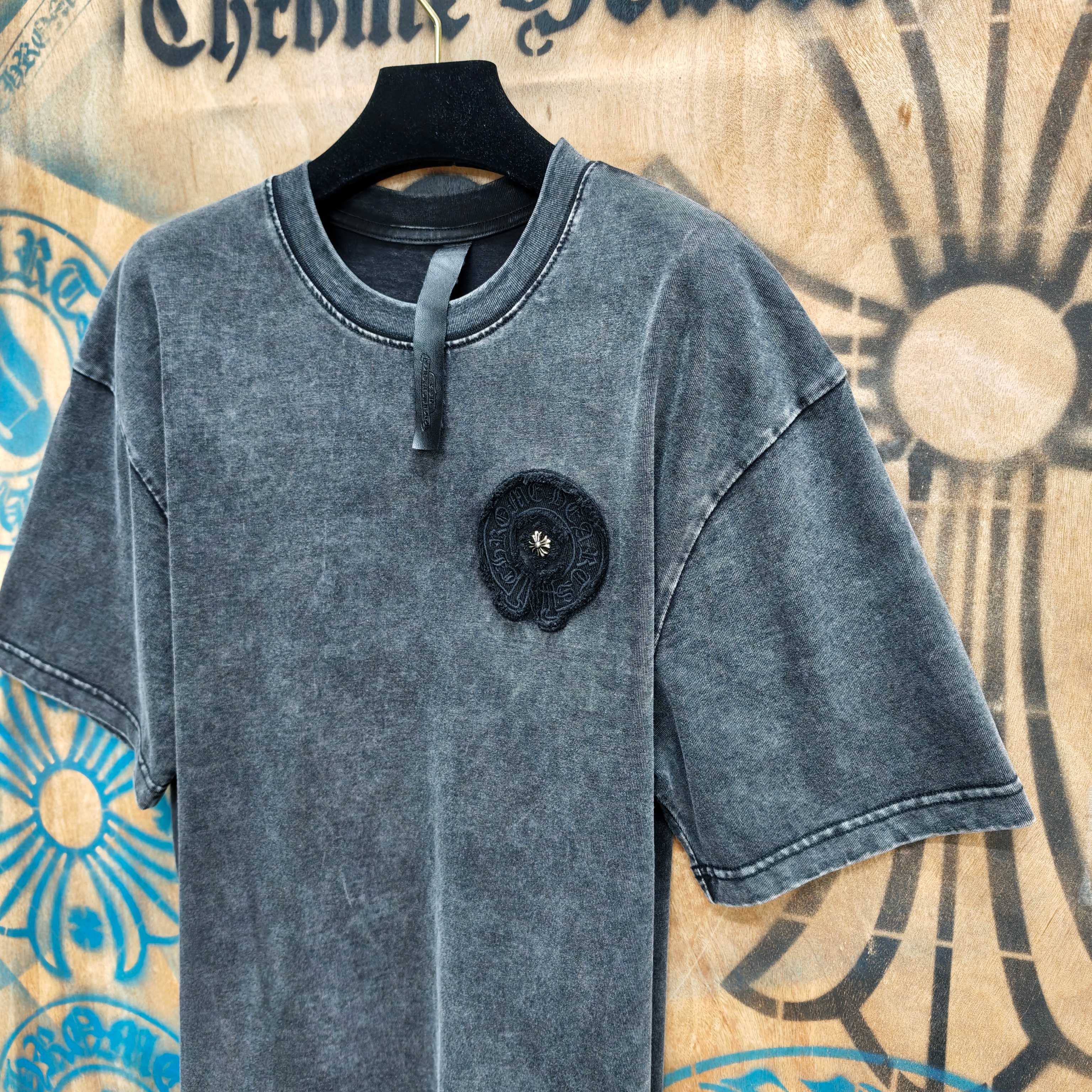 Chrome Hearts Chrome Hearts CH 克罗心重工白色镀银立体印花黑色立体绣花短袖 重工洗水