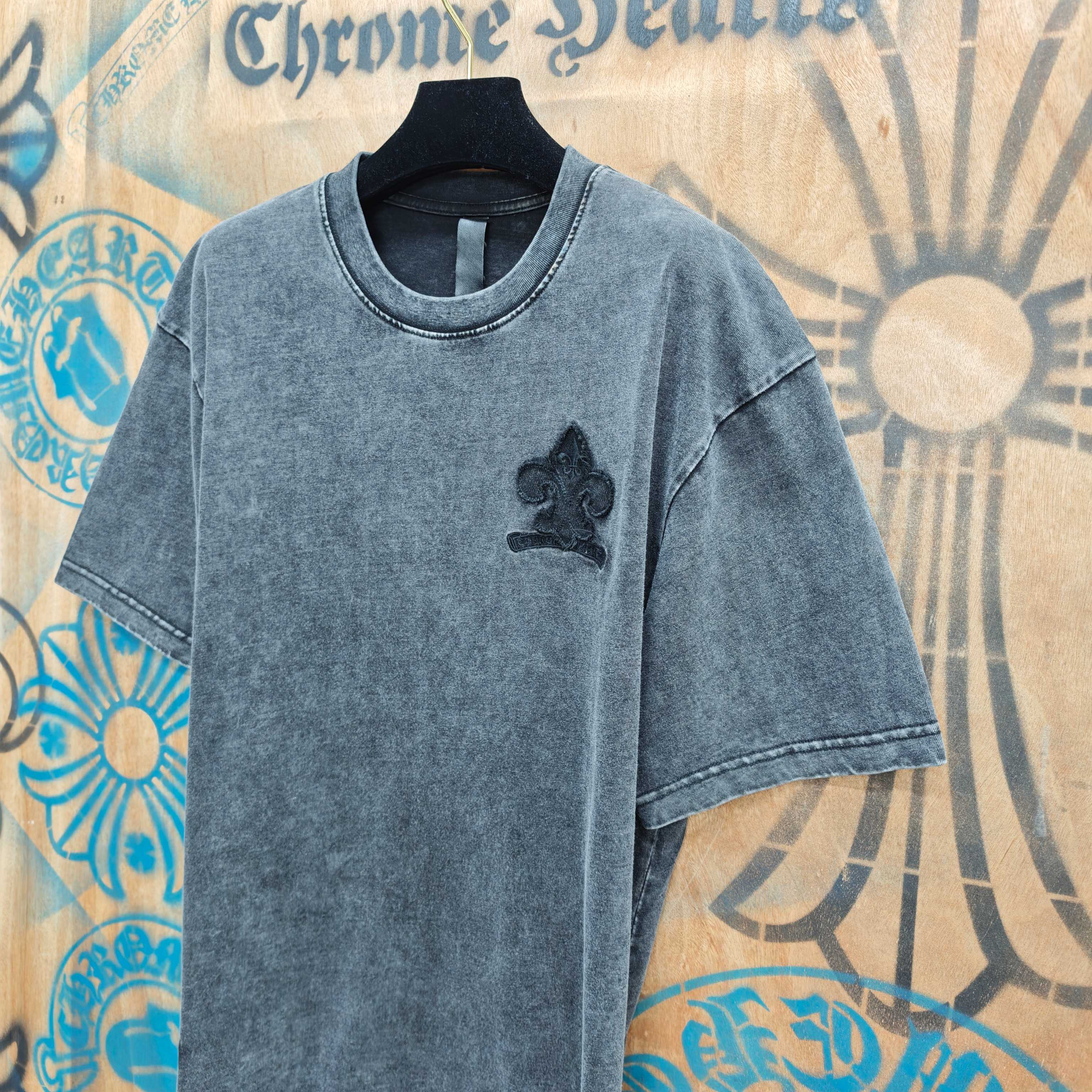 Chrome Hearts Chrome Hearts CH 克罗心重工白色镀银立体印花黑色立体绣花短袖 重工洗水