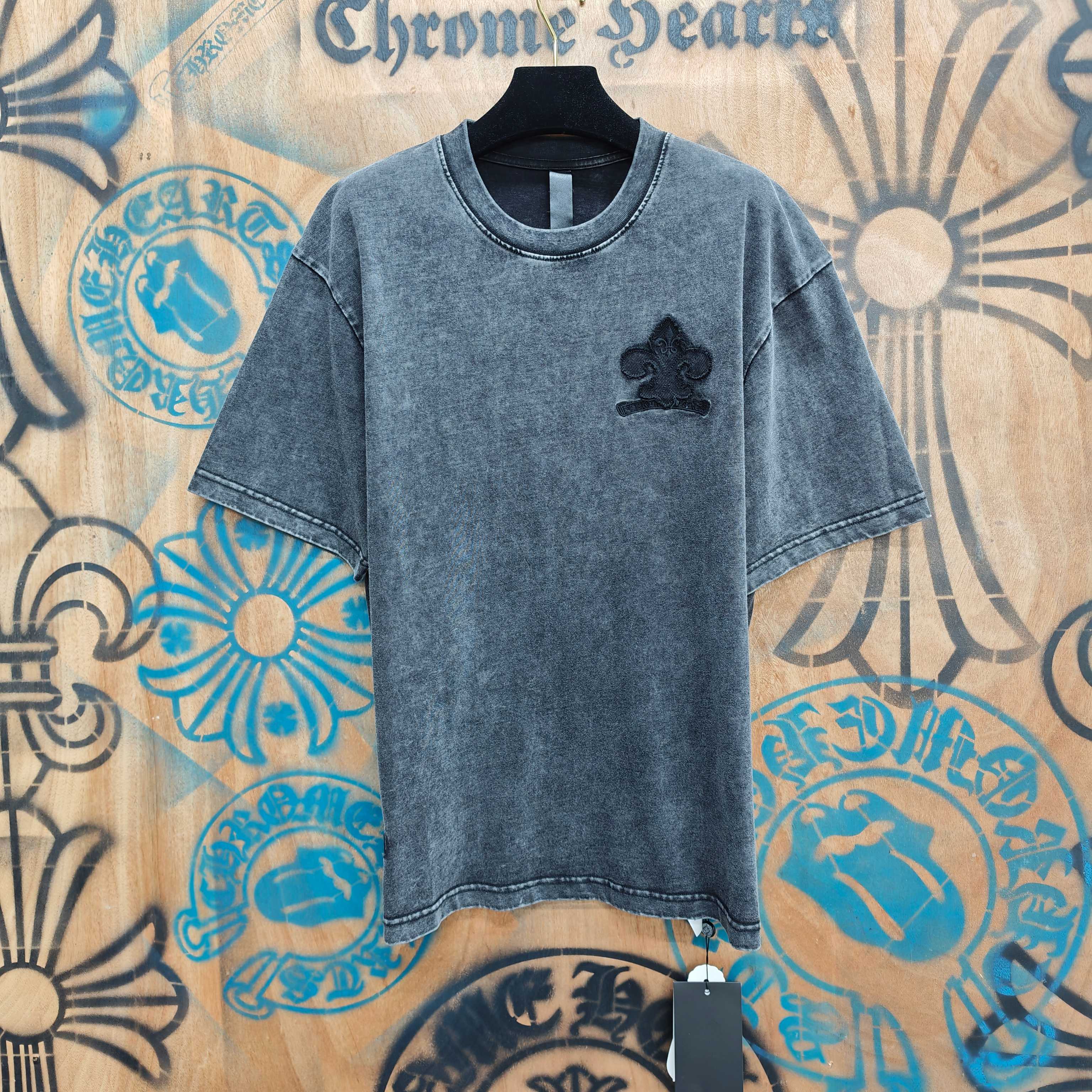 Chrome Hearts Chrome Hearts CH 克罗心重工白色镀银立体印花黑色立体绣花短袖 重工洗水