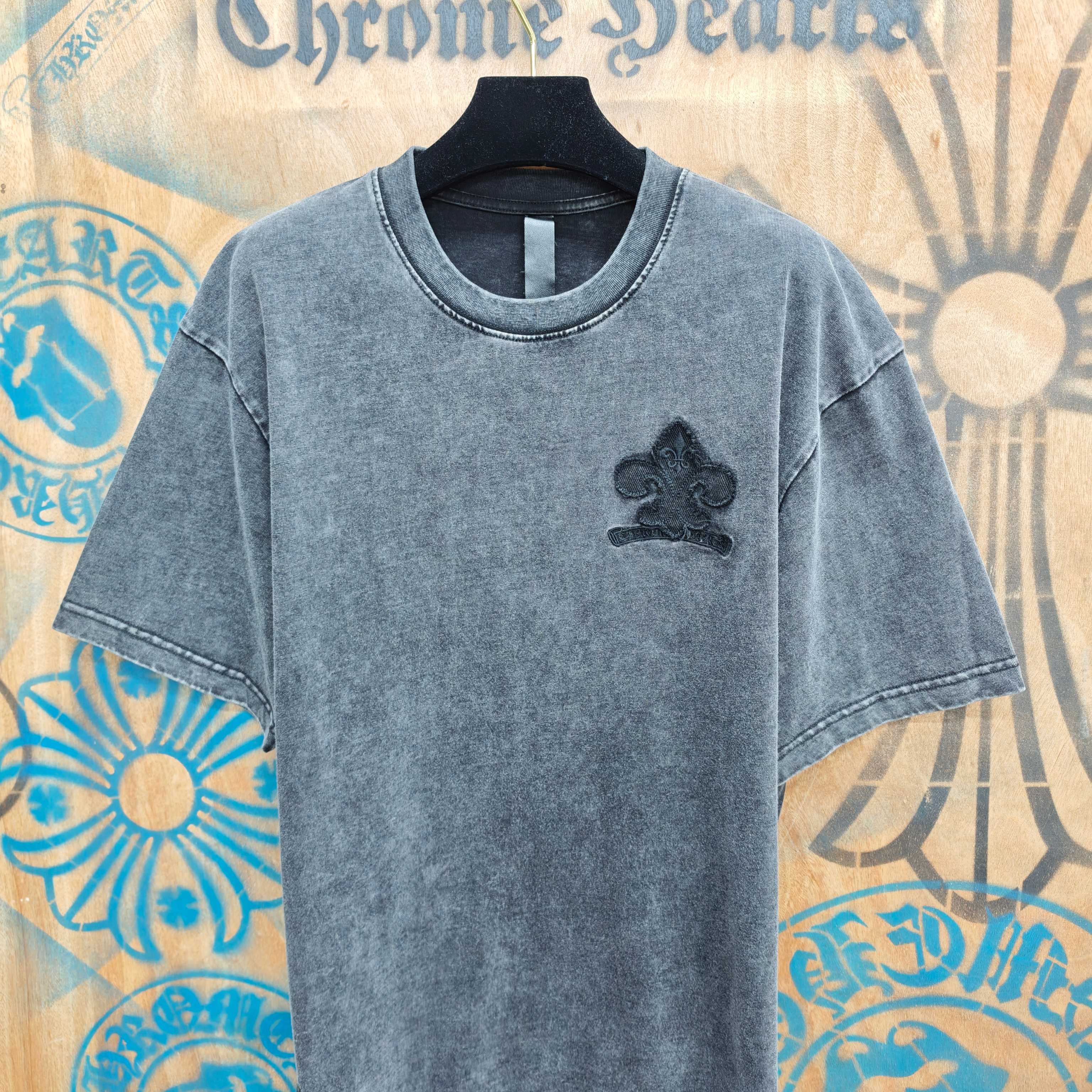 Chrome Hearts Chrome Hearts CH 克罗心重工白色镀银立体印花黑色立体绣花短袖 重工洗水