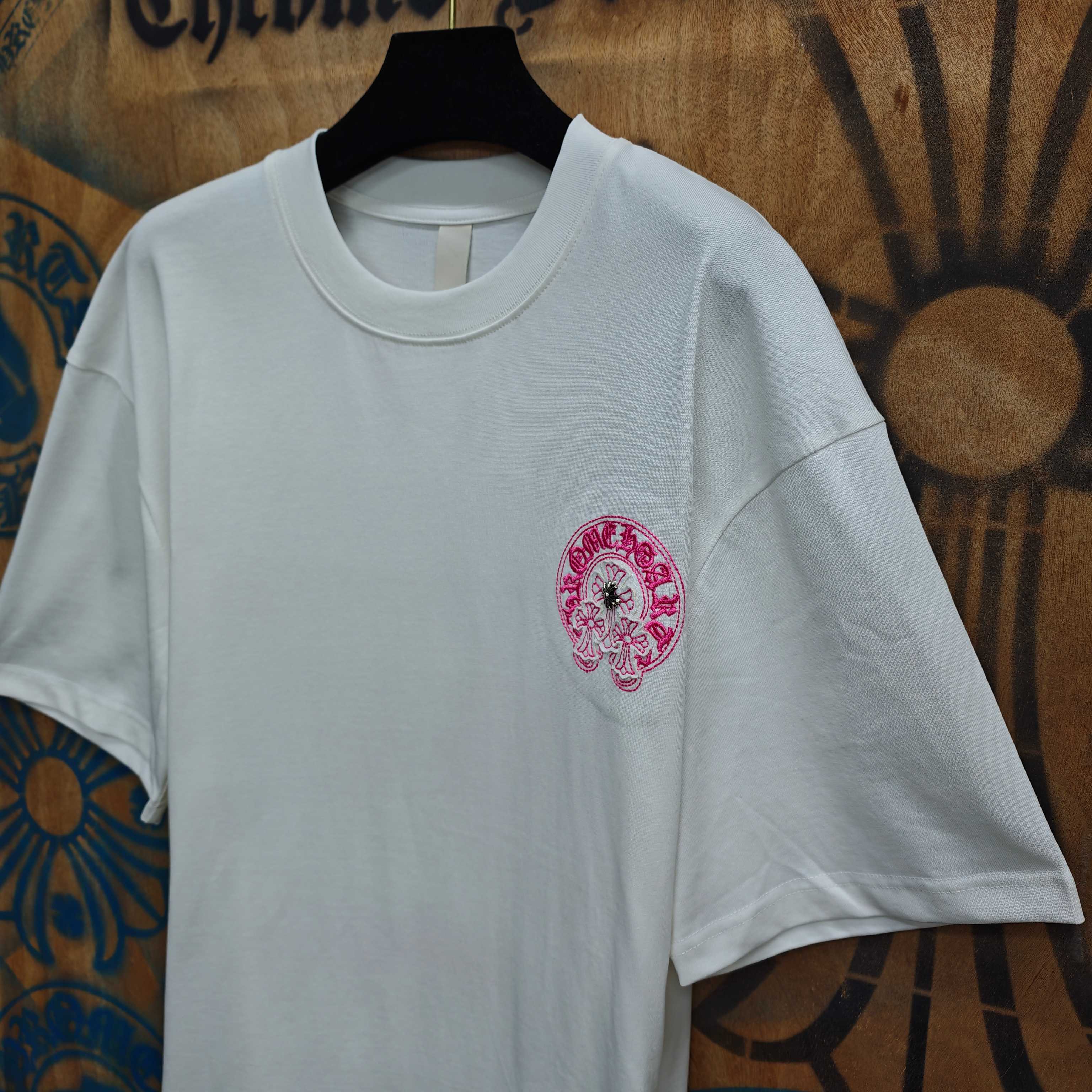 Chrome Hearts Chrome Hearts CH 克罗心重工白色镀银立体印花黑色立体绣花短袖 重工洗水