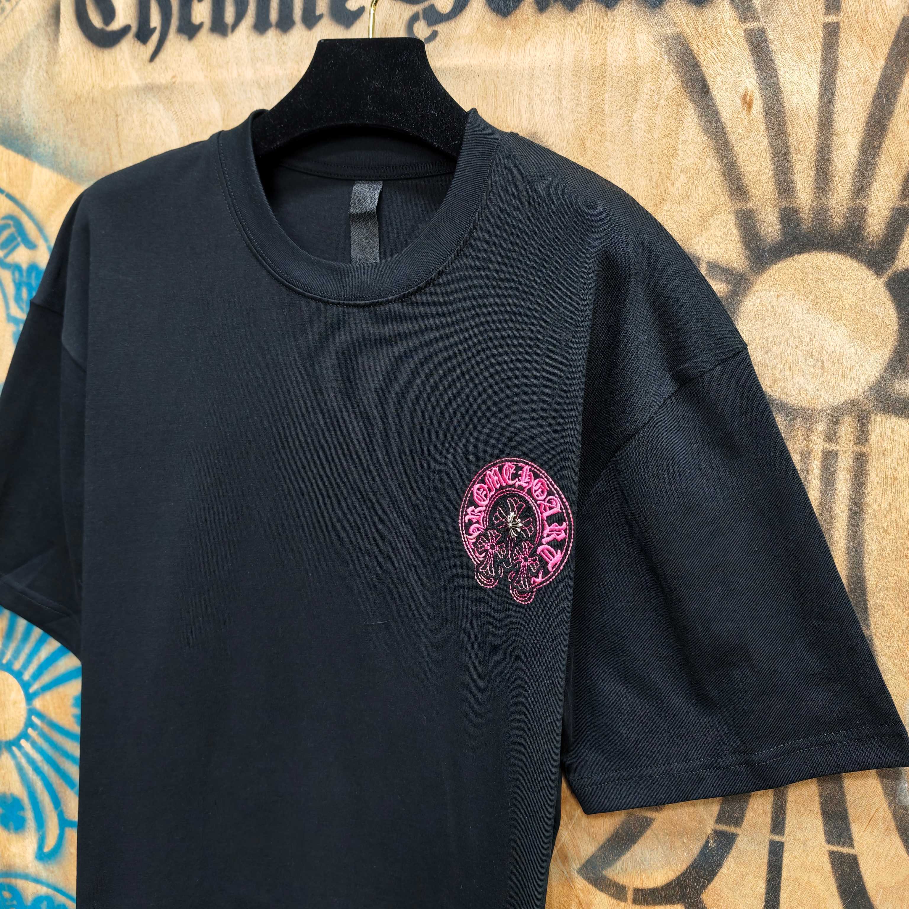 Chrome Hearts Chrome Hearts CH 克罗心重工白色镀银立体印花黑色立体绣花短袖 重工洗水