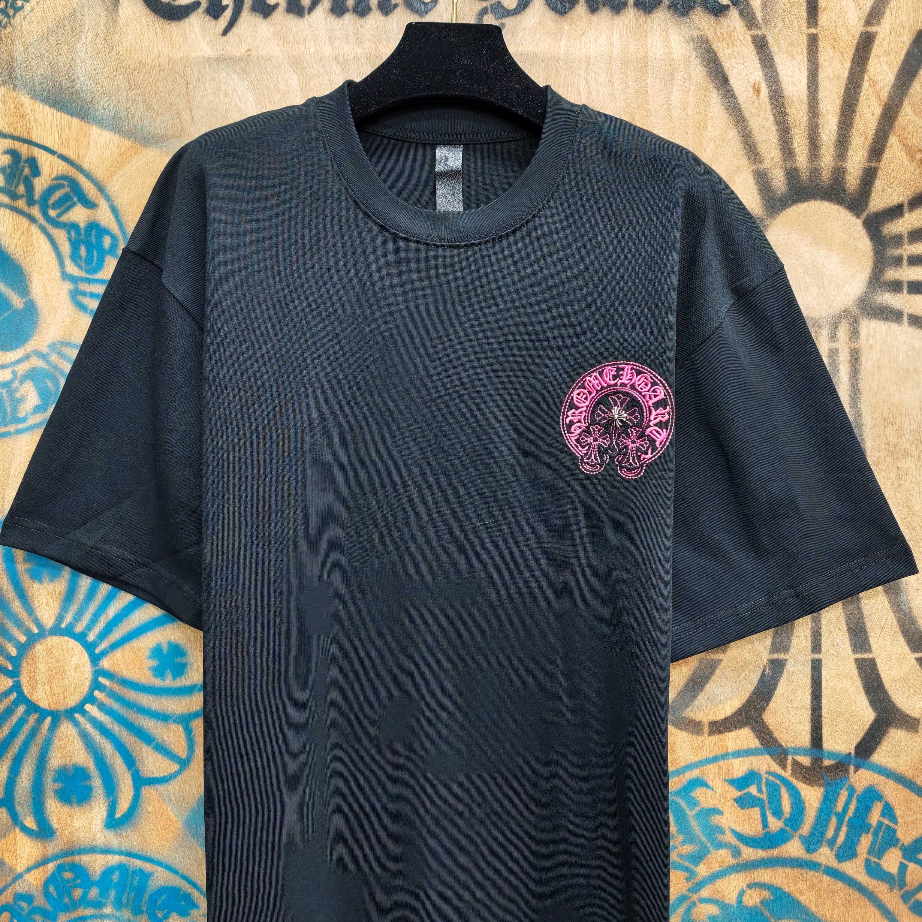 Chrome Hearts Chrome Hearts CH 克罗心重工白色镀银立体印花黑色立体绣花短袖 重工洗水