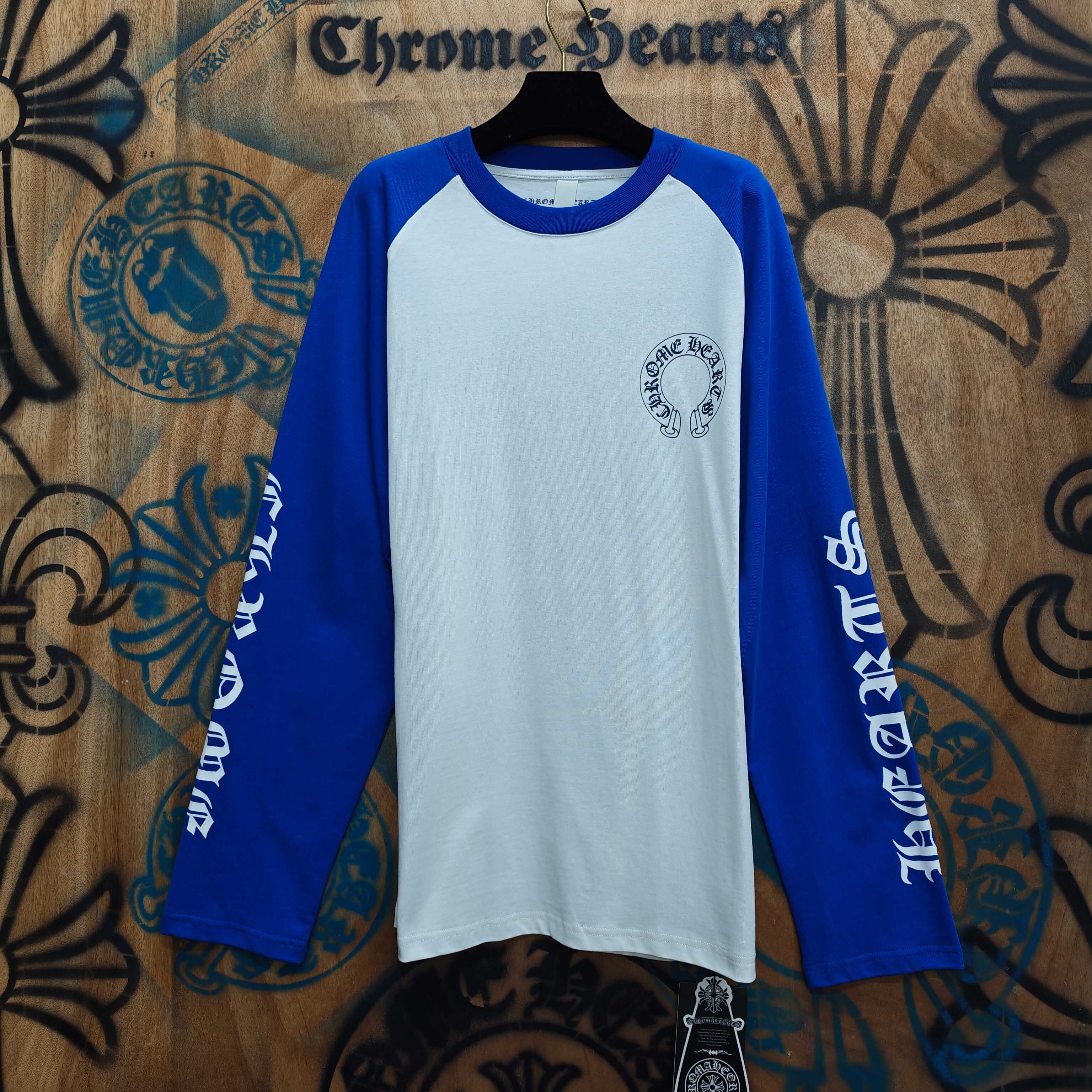 Chrome Hearts Chrome Hearts CH 克罗心重工白色镀银立体印花黑色立体印花长袖 重工洗水