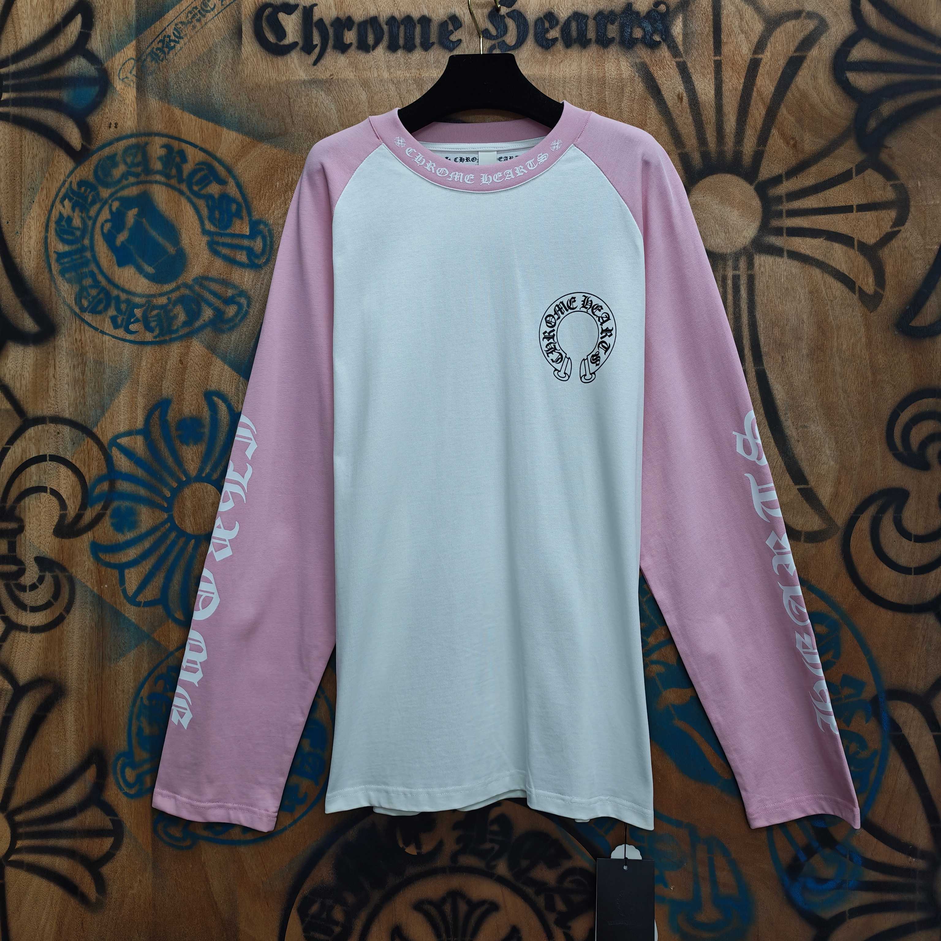 Chrome Hearts Chrome Hearts CH 克罗心重工白色镀银立体印花黑色立体印花长袖 重工洗水