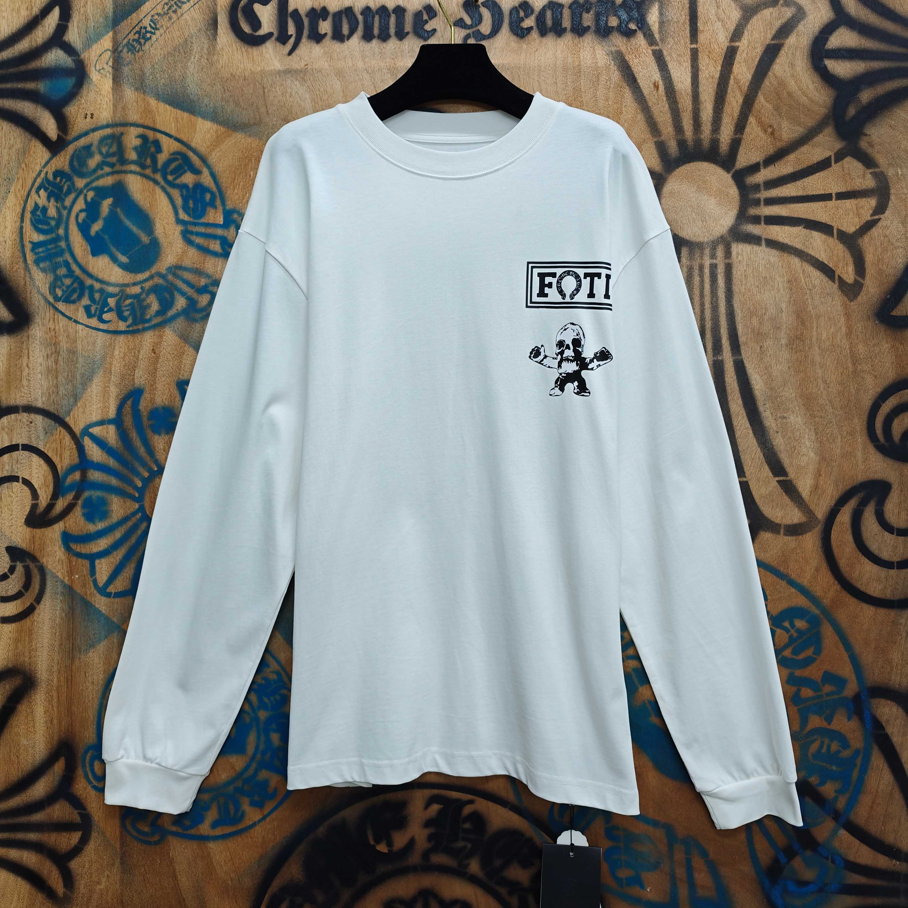 Chrome Hearts Chrome Hearts CH 克罗心重工白色镀银立体印花黑色立体印花长袖 重工洗水