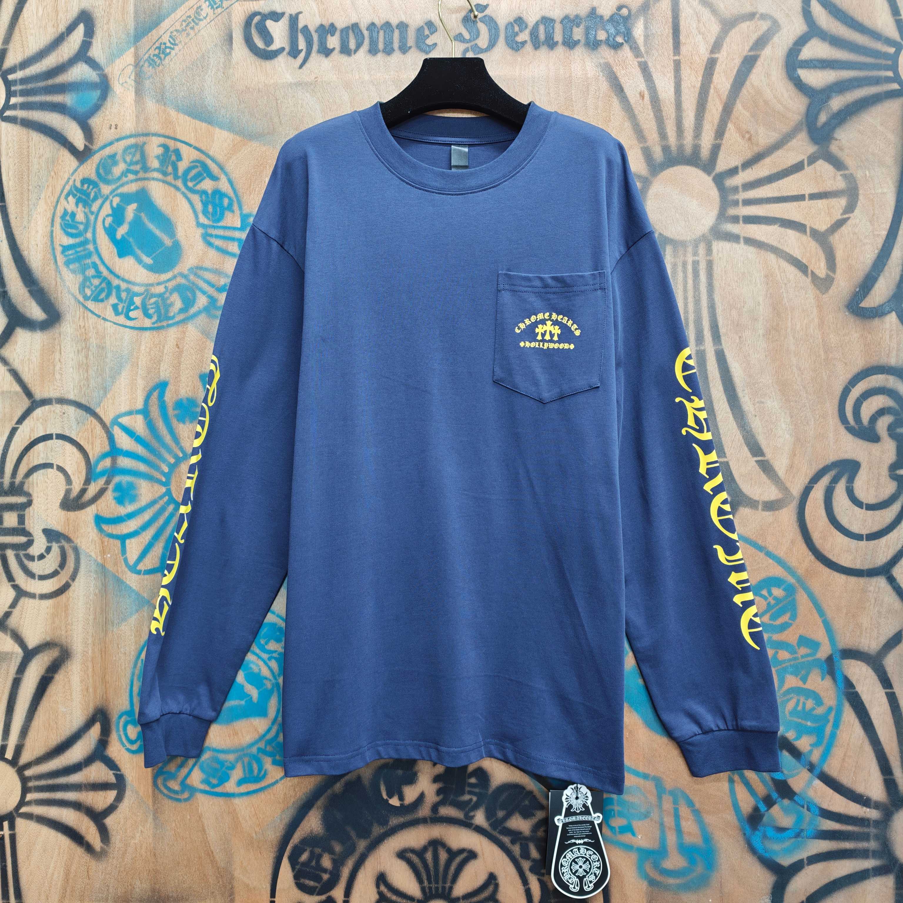 Chrome Hearts Chrome Hearts CH 克罗心重工白色镀银立体印花黑色立体印花长袖 重工洗水