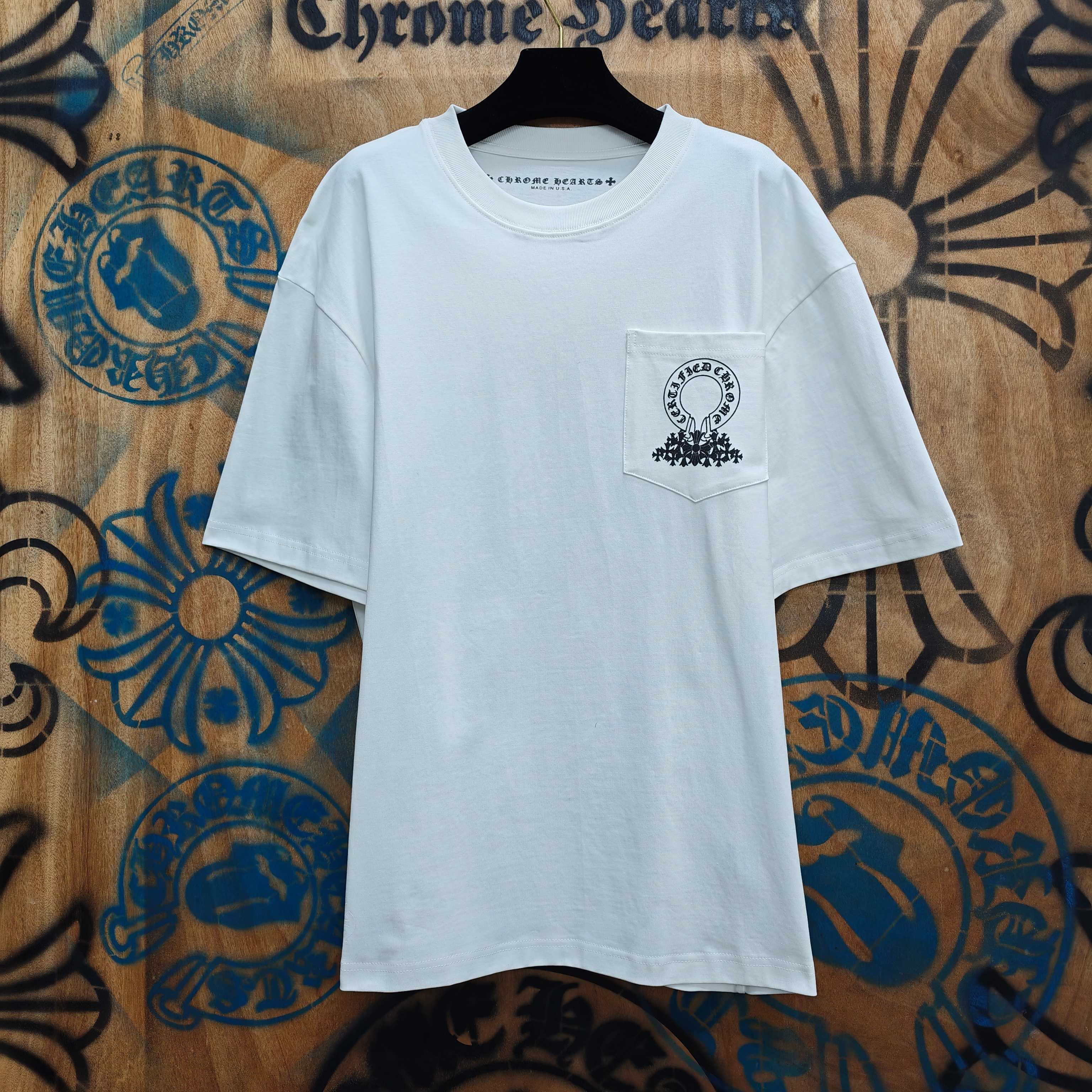 Chrome Hearts Chrome Hearts CH 克罗心重工白色镀银立体印花黑色立体印花长袖 重工洗水