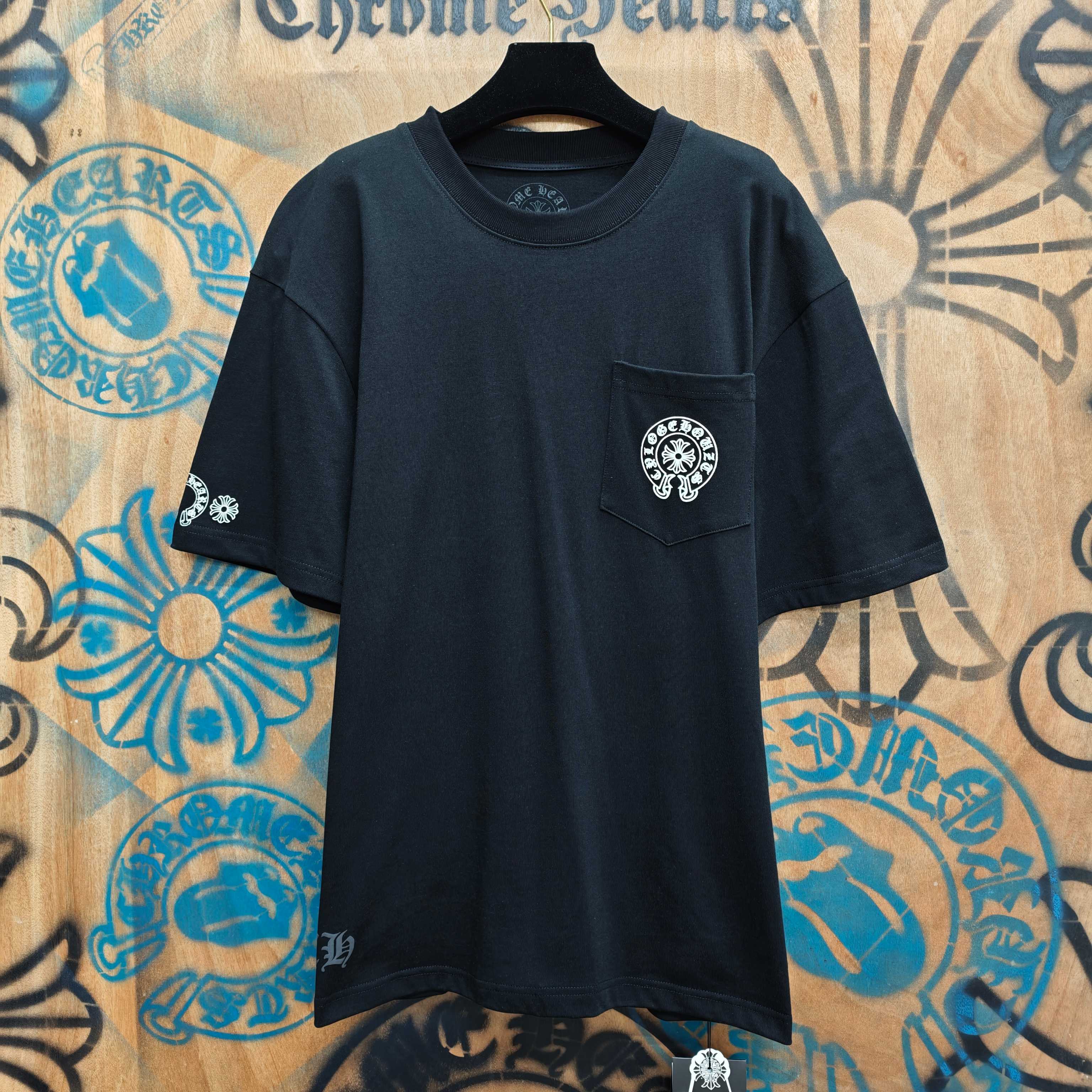Chrome Hearts Chrome Hearts CH 克罗心重工白色镀银立体印花黑色立体印花长袖 重工洗水