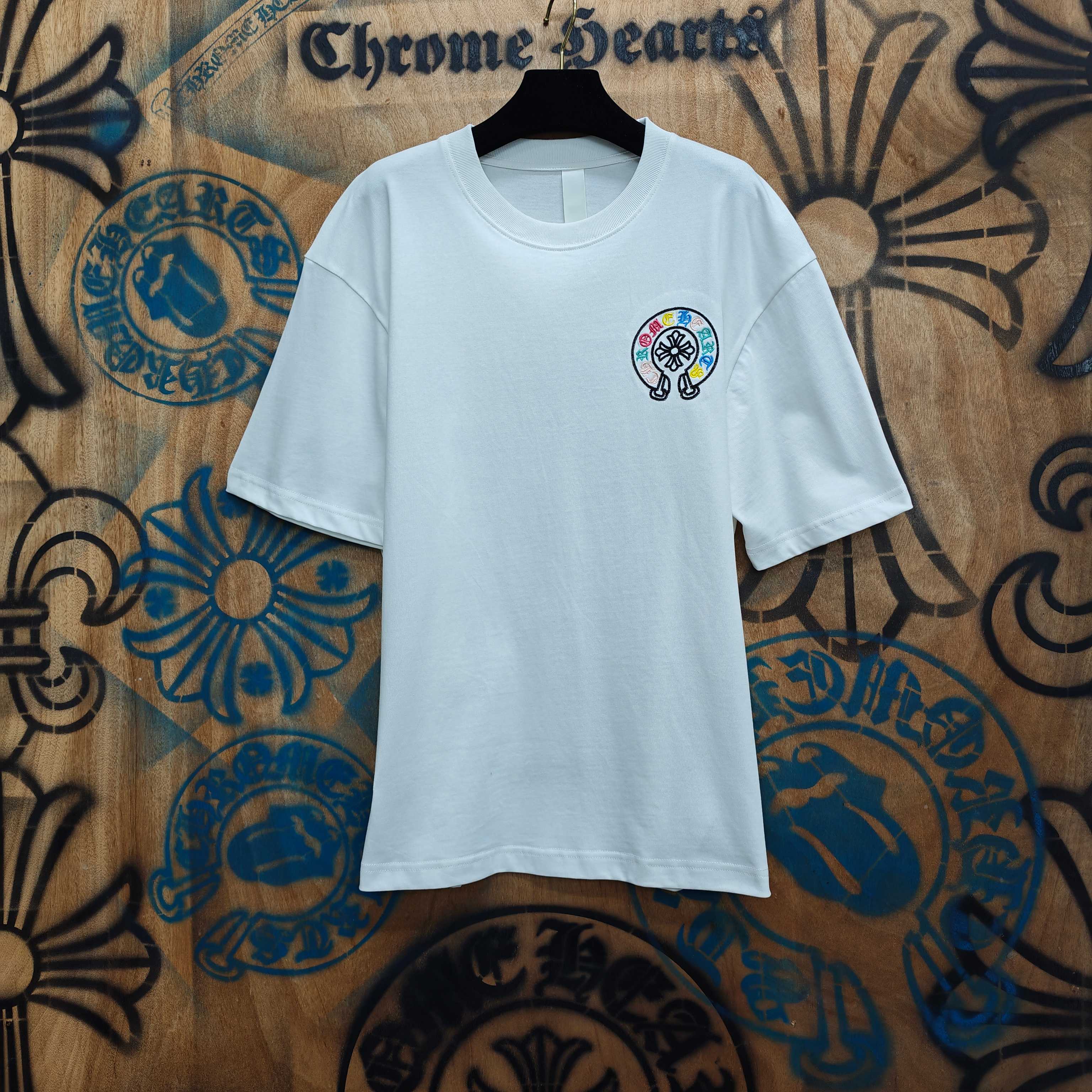 Chrome Hearts Chrome Hearts CH 克罗心重工白色镀银立体印花黑色立体印花长袖 重工洗水