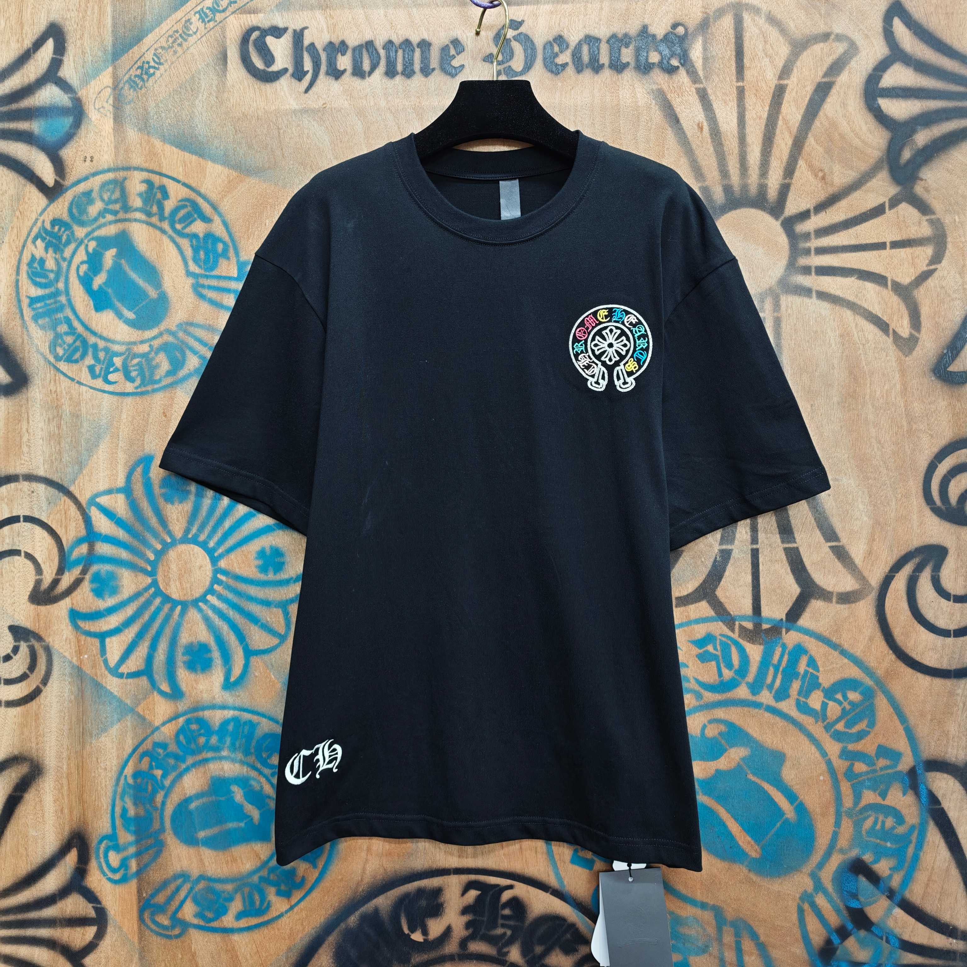Chrome Hearts Chrome Hearts CH 克罗心重工白色镀银立体印花黑色立体印花长袖 重工洗水